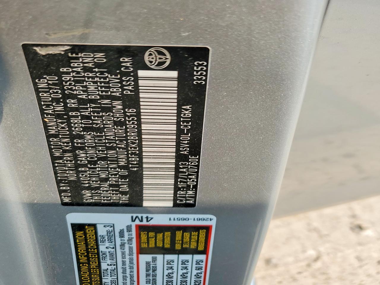 2011 Toyota Camry Xle Silver vin: 4T4BF3EK2BR095516