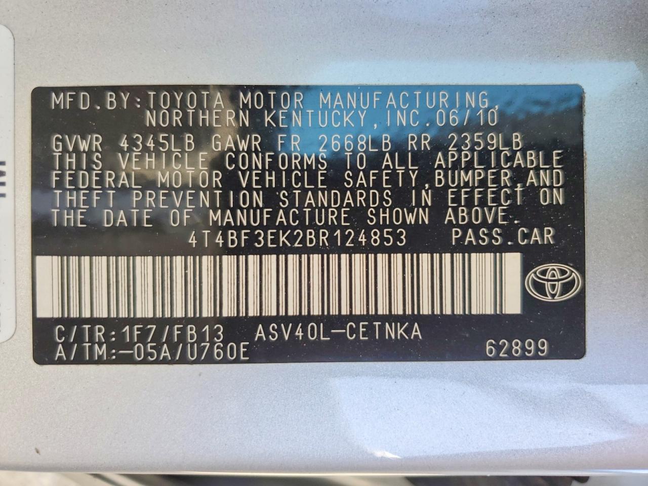 2011 Toyota Camry Le Silver vin: 4T4BF3EK2BR124853