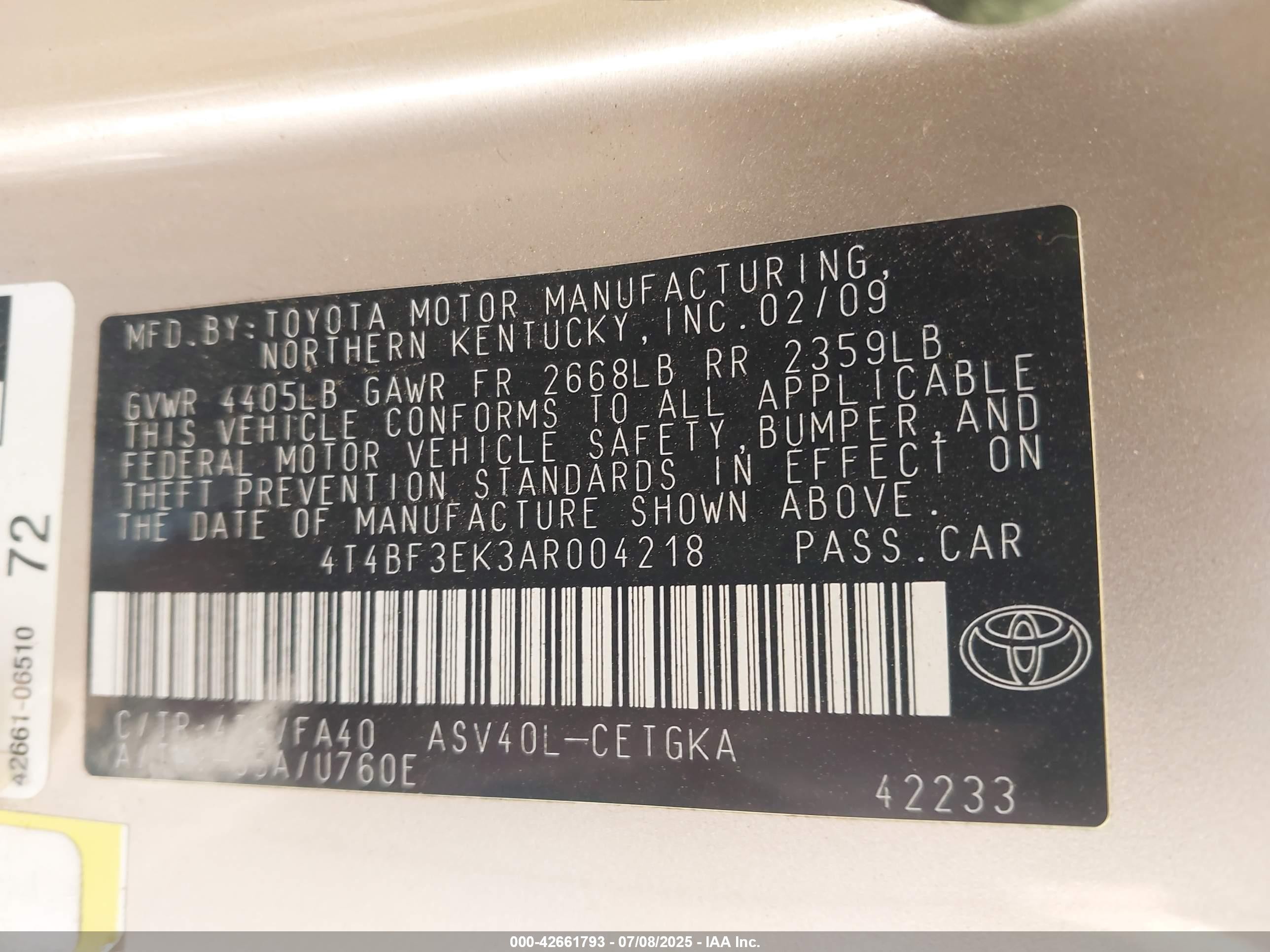 2010 Toyota Camry Xle Gold vin: 4T4BF3EK3AR004218