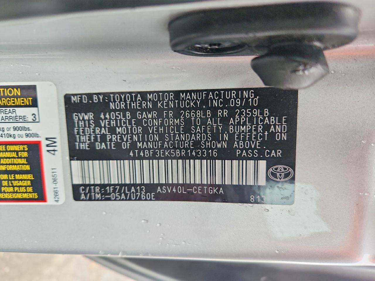 2011 Toyota Camry Xle Silver vin: 4T4BF3EK5BR143316