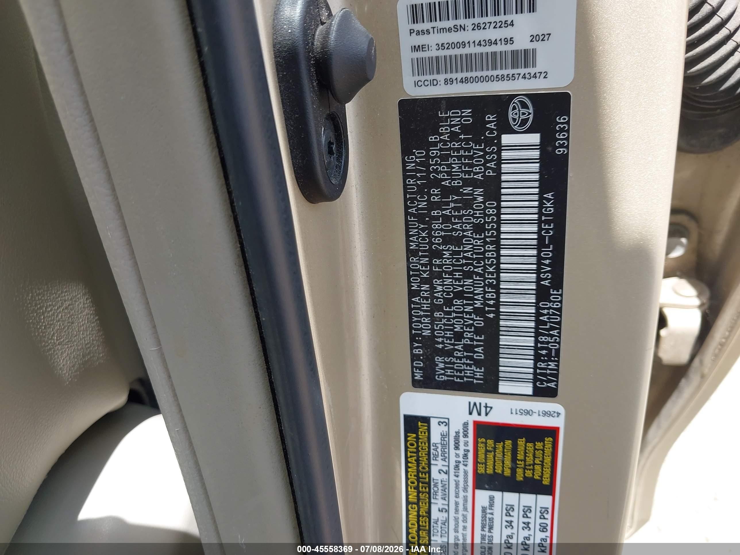 2011 Toyota Camry Xle Gold vin: 4T4BF3EK5BR155580