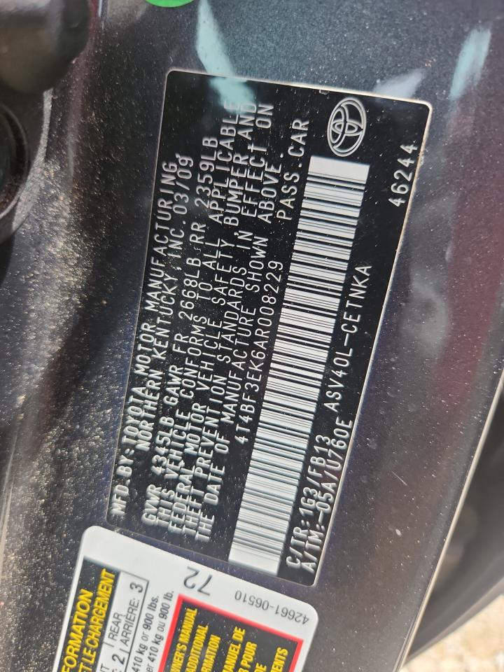 2010 Toyota Camry Le Gray vin: 4T4BF3EK6AR008229