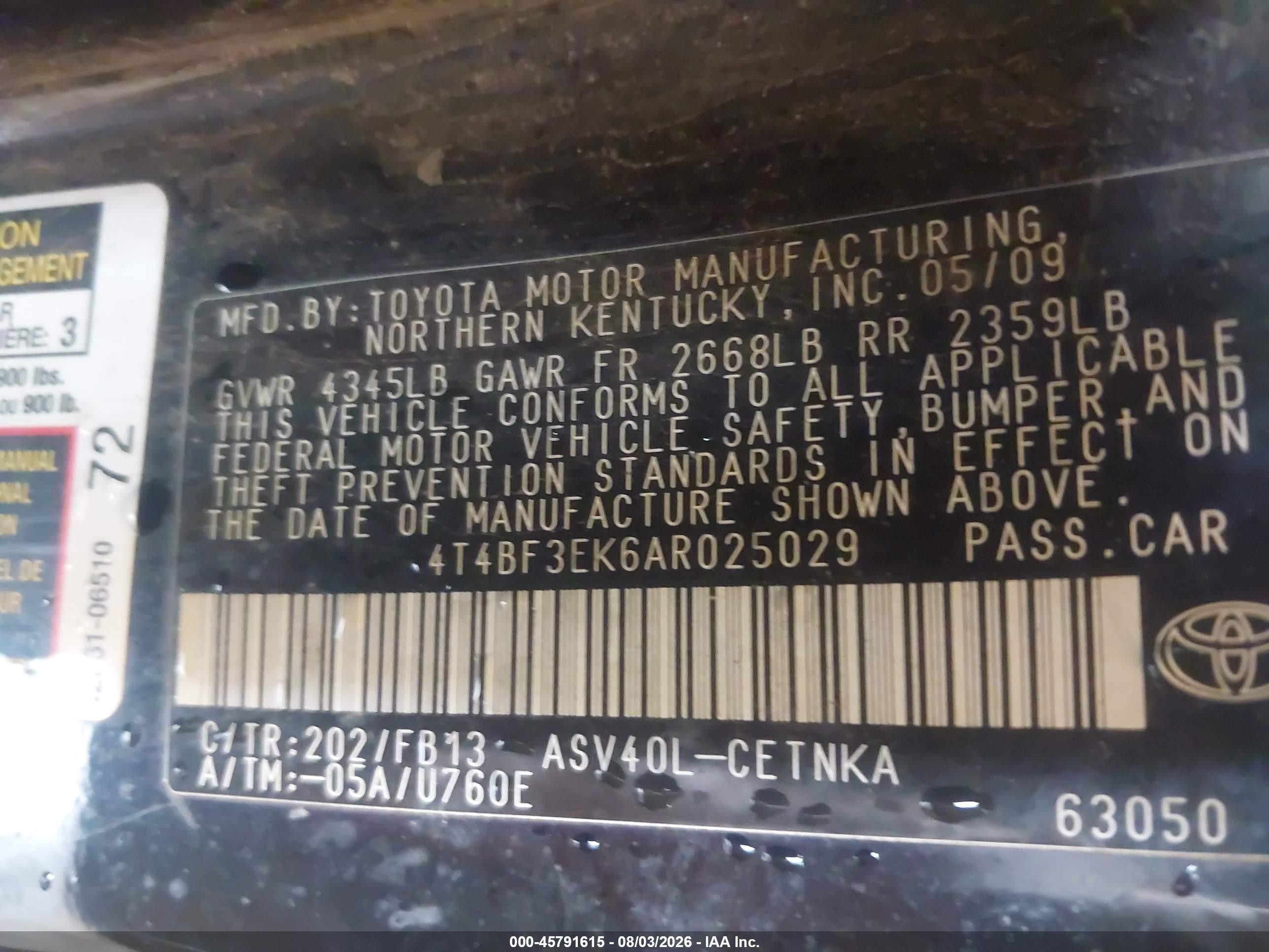 2010 Toyota Camry Le Черный vin: 4T4BF3EK6AR025029