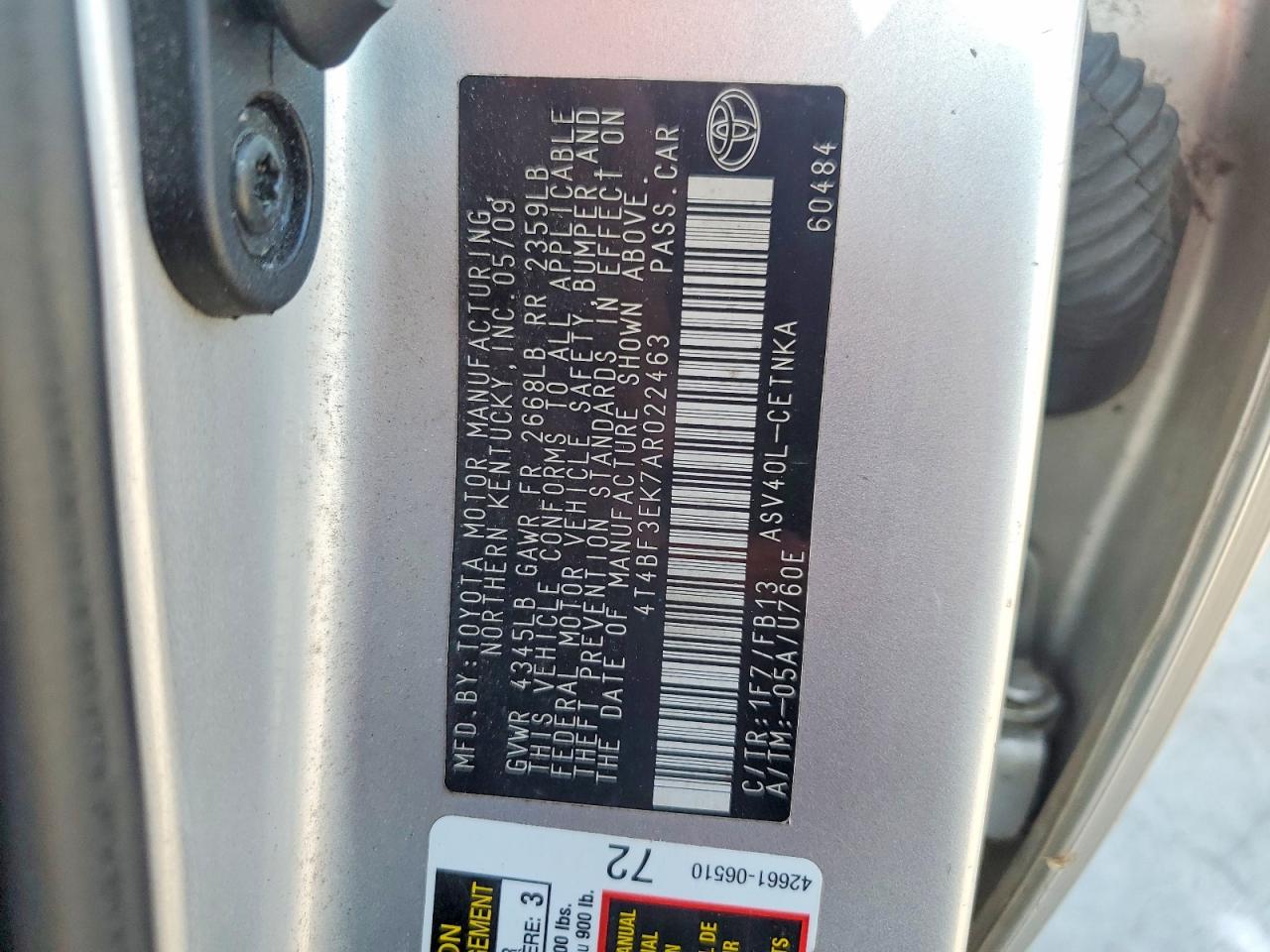 2010 Toyota Camry Le Silver vin: 4T4BF3EK7AR022463