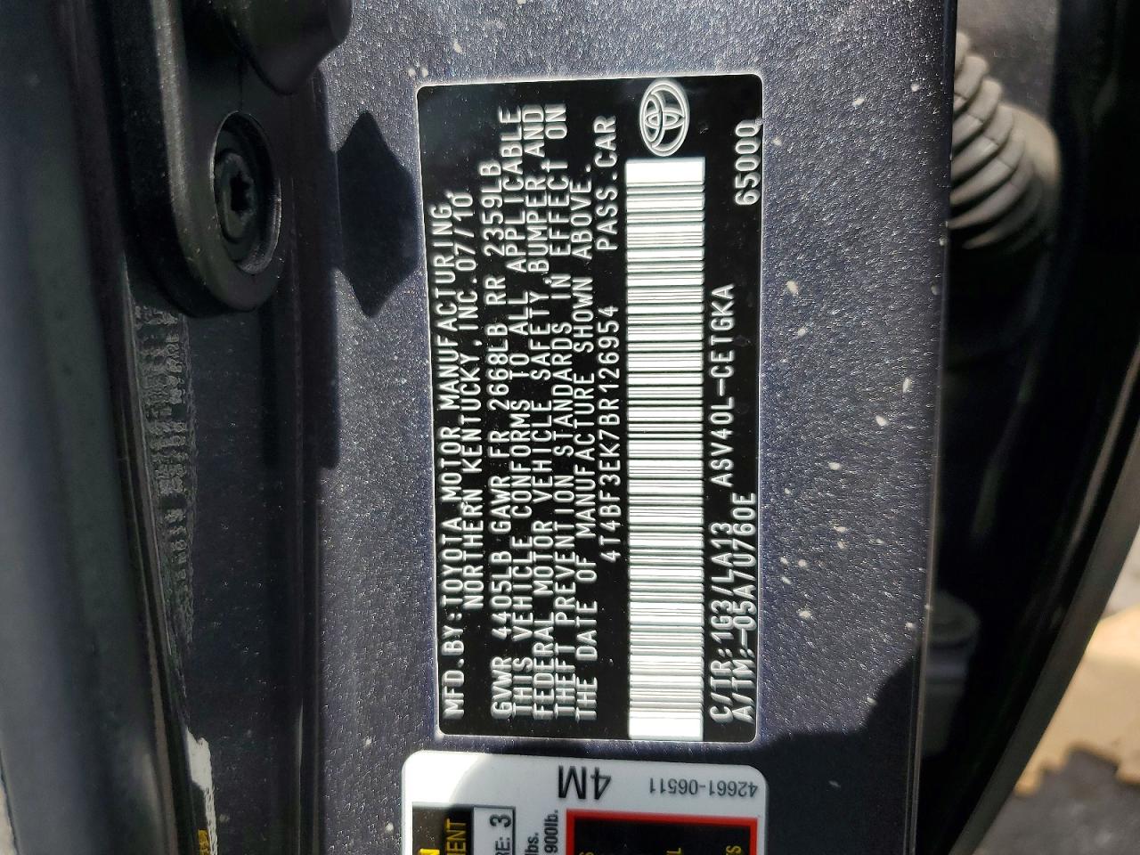 2011 Toyota Camry Xle Gray vin: 4T4BF3EK7BR126954