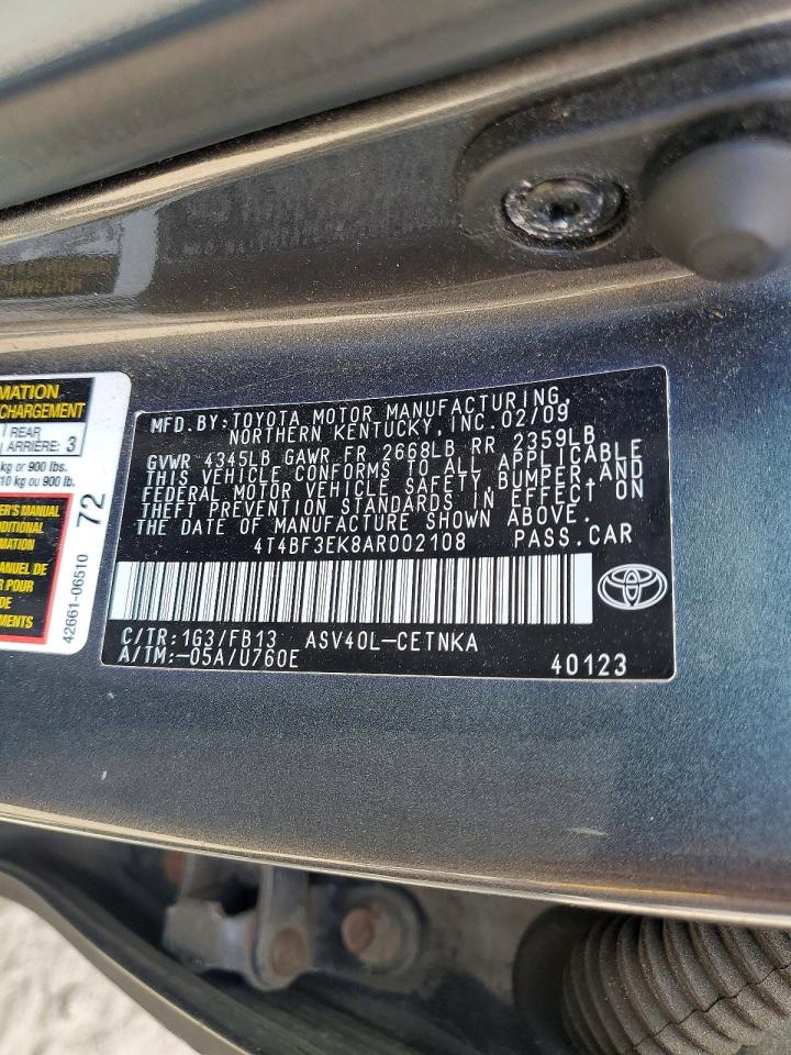 2010 Toyota Camry Le Gray vin: 4T4BF3EK8AR002108
