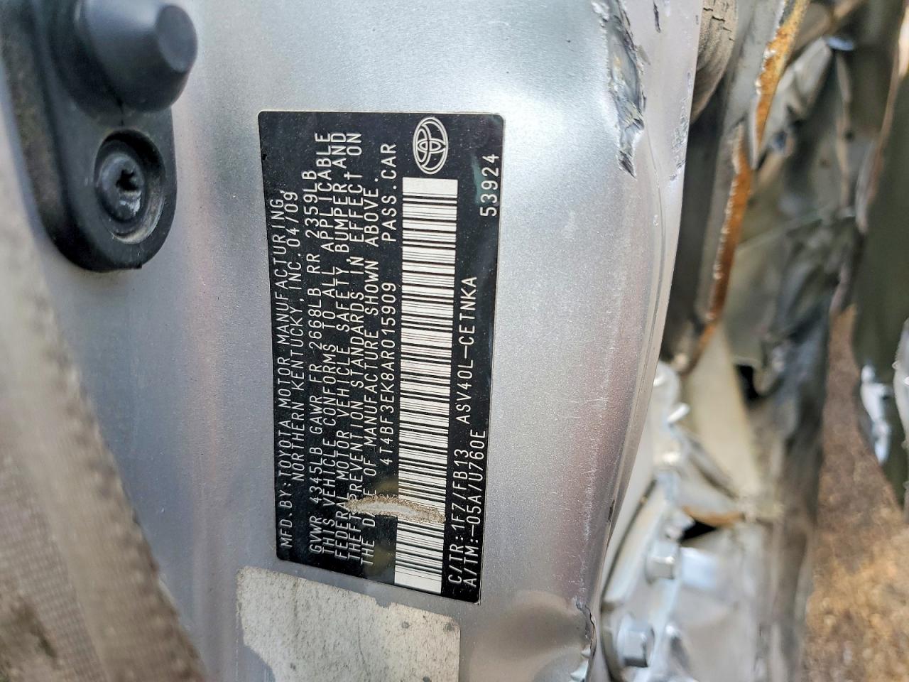 2010 Toyota Camry Le Silver vin: 4T4BF3EK8AR015909