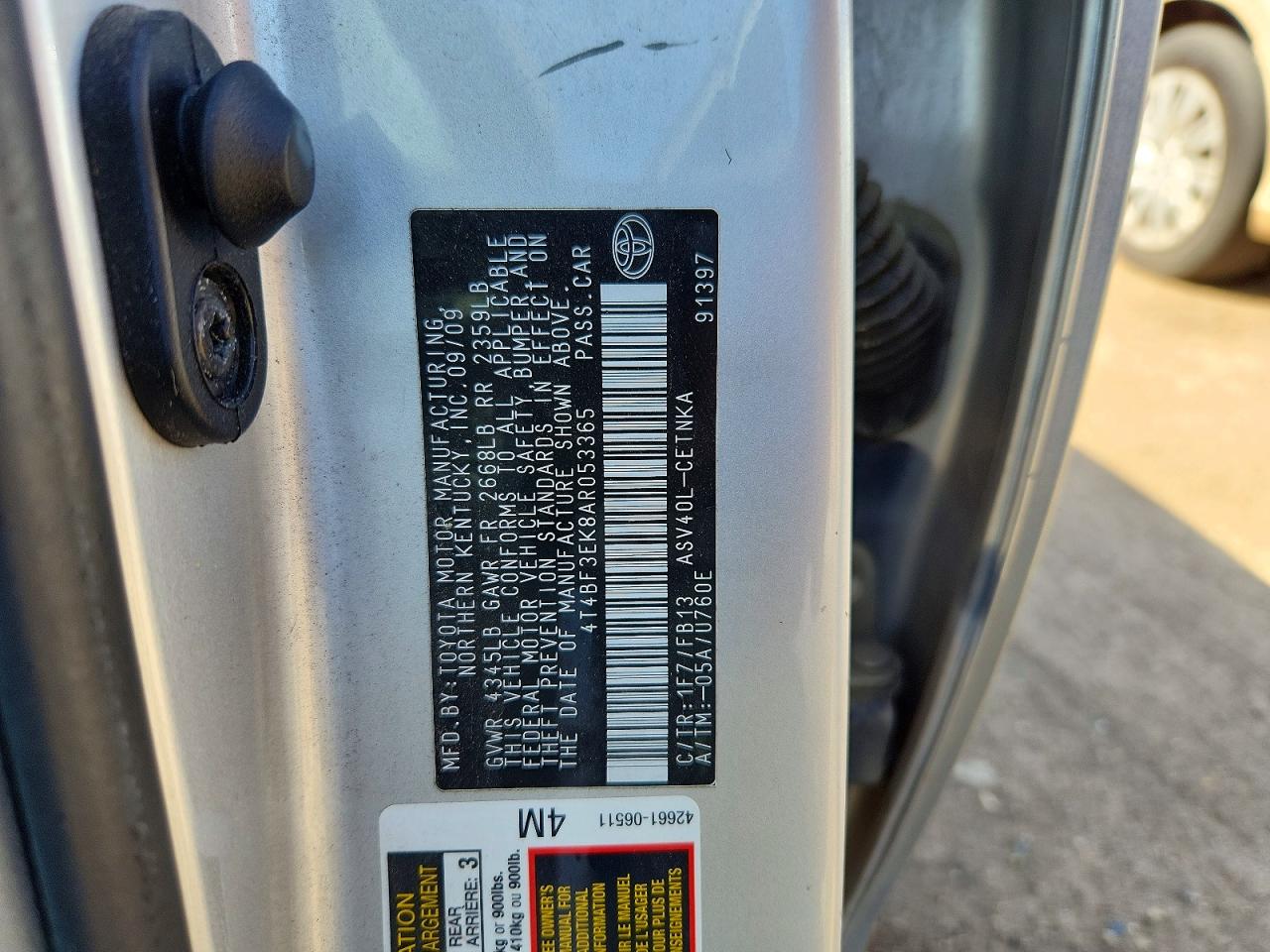 2010 Toyota Camry Le Silver vin: 4T4BF3EK8AR053365