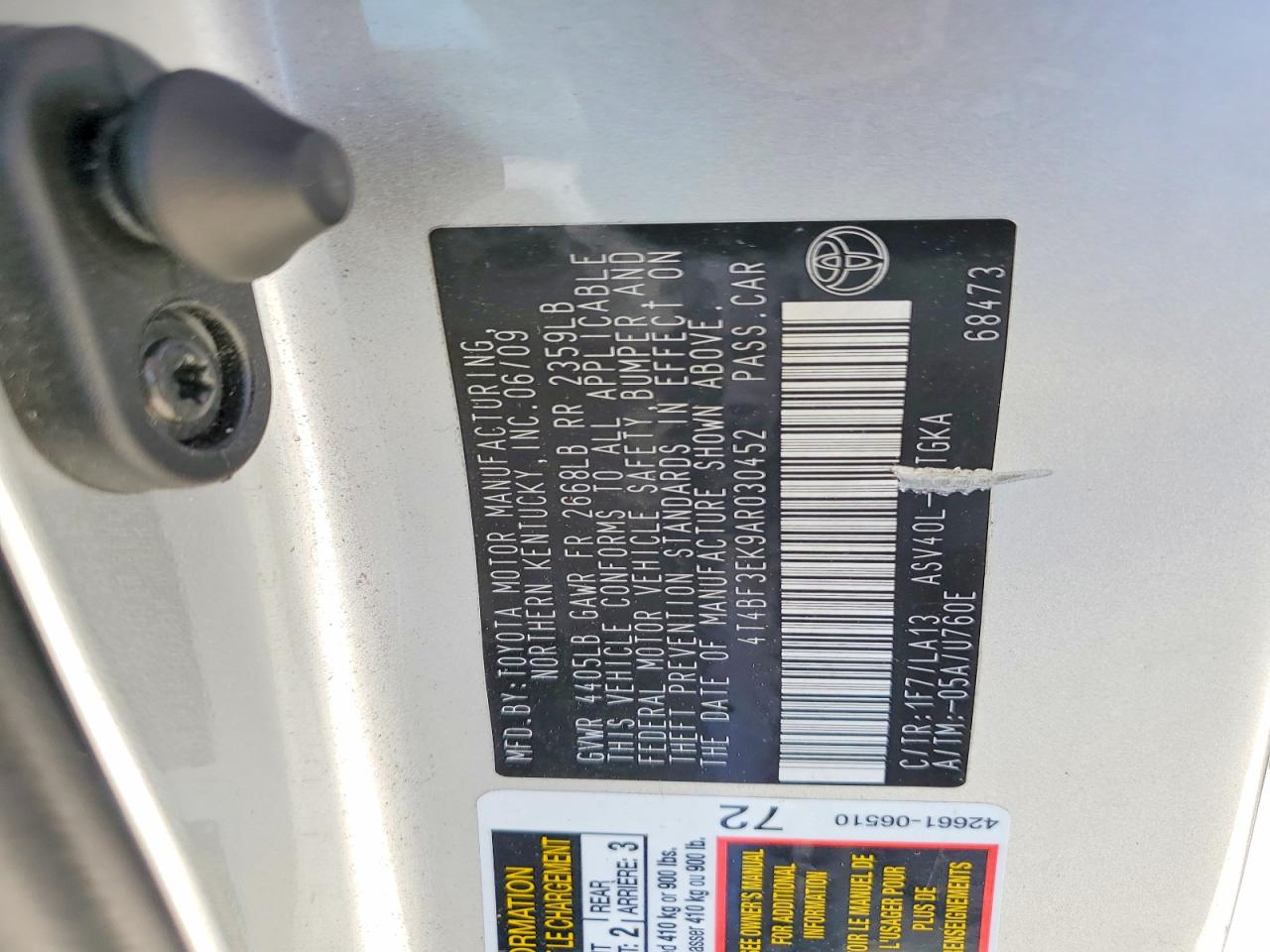2010 Toyota Camry Xle Серебряный vin: 4T4BF3EK9AR030452