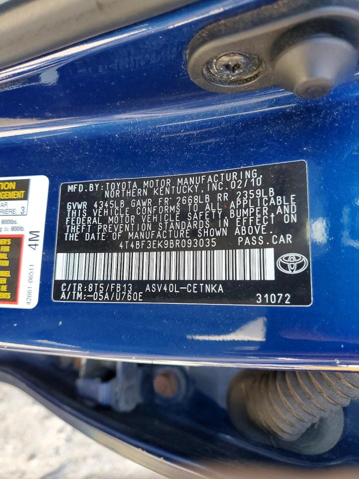 2011 Toyota Camry Base Blue vin: 4T4BF3EK9BR093035