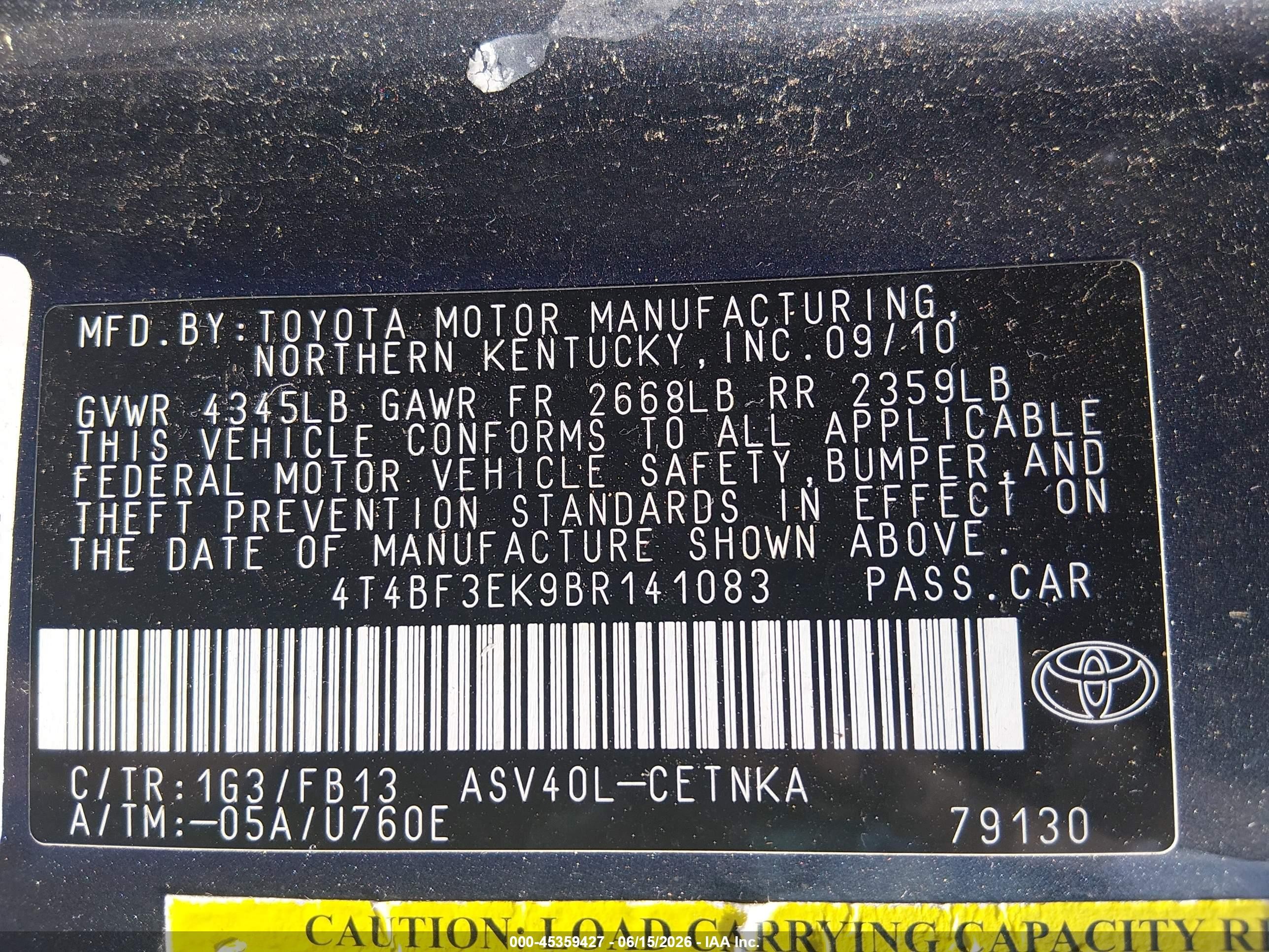 2011 Toyota Camry Le Серый vin: 4T4BF3EK9BR141083