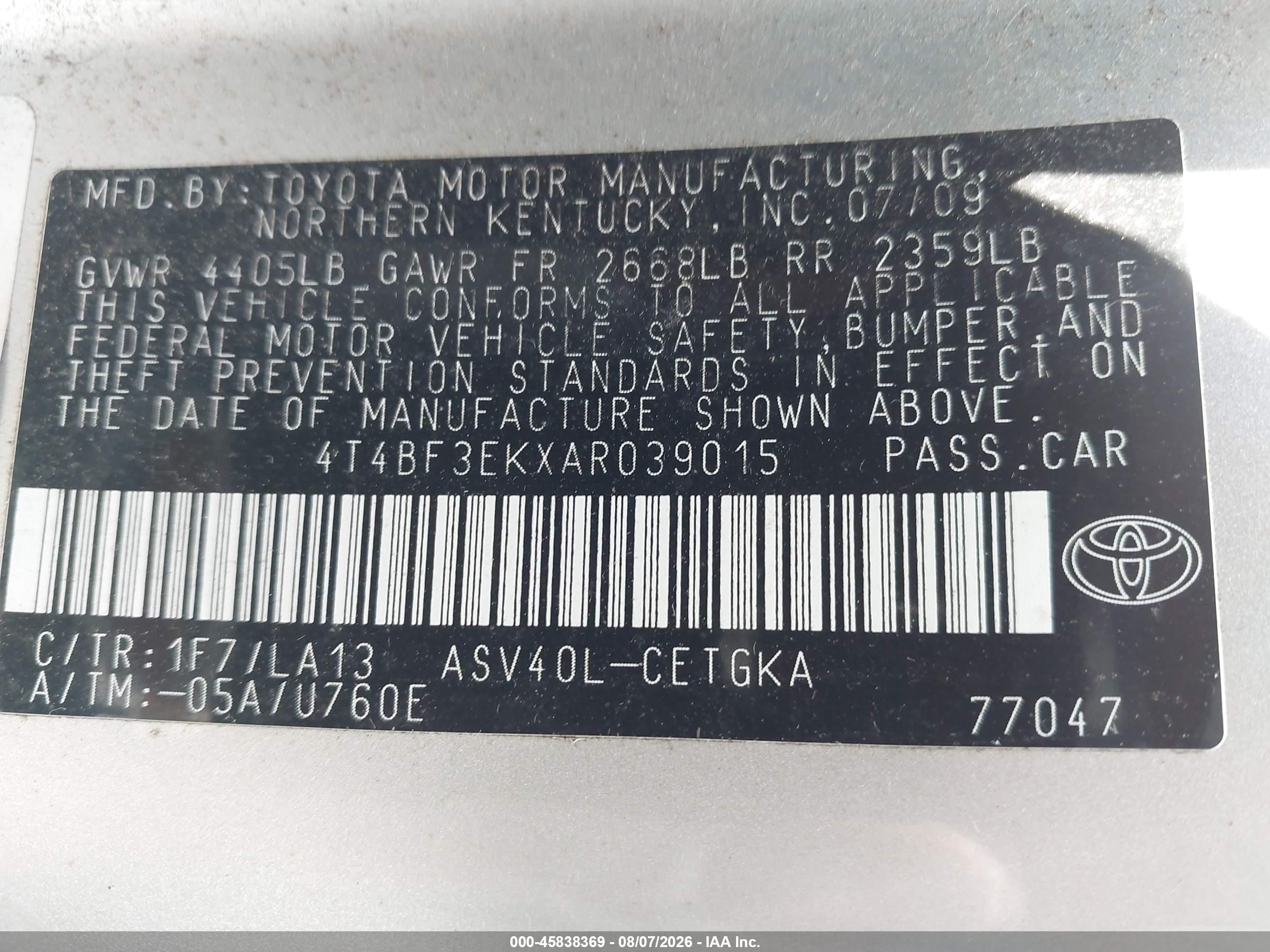 2010 Toyota Camry Xle Silver vin: 4T4BF3EKXAR039015