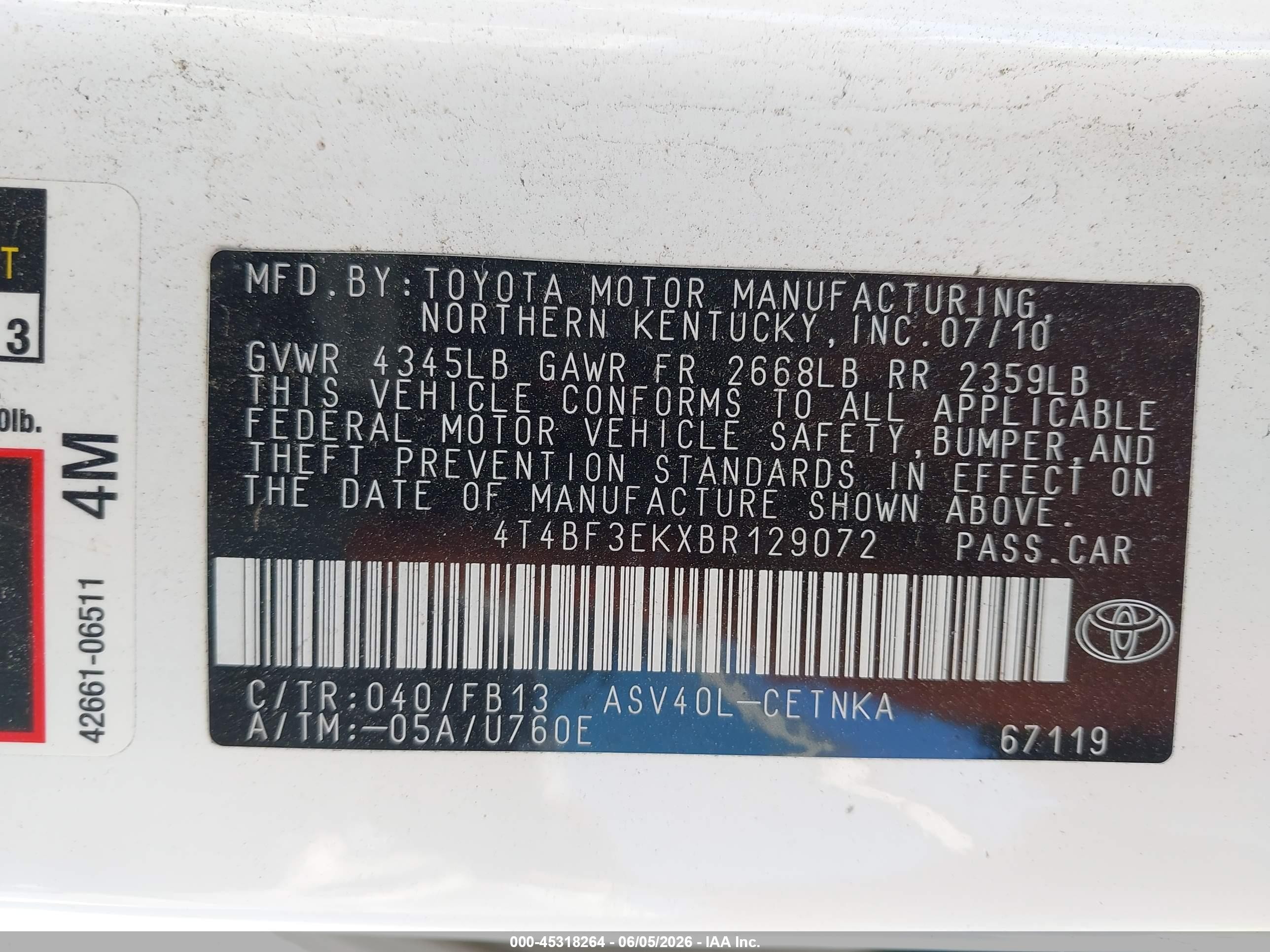 2011 Toyota Camry Le White vin: 4T4BF3EKXBR129072