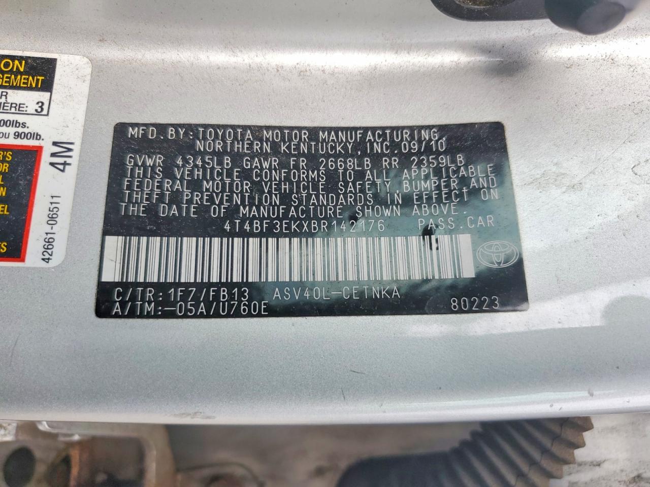 2011 Toyota Camry Le Silver vin: 4T4BF3EKXBR142176