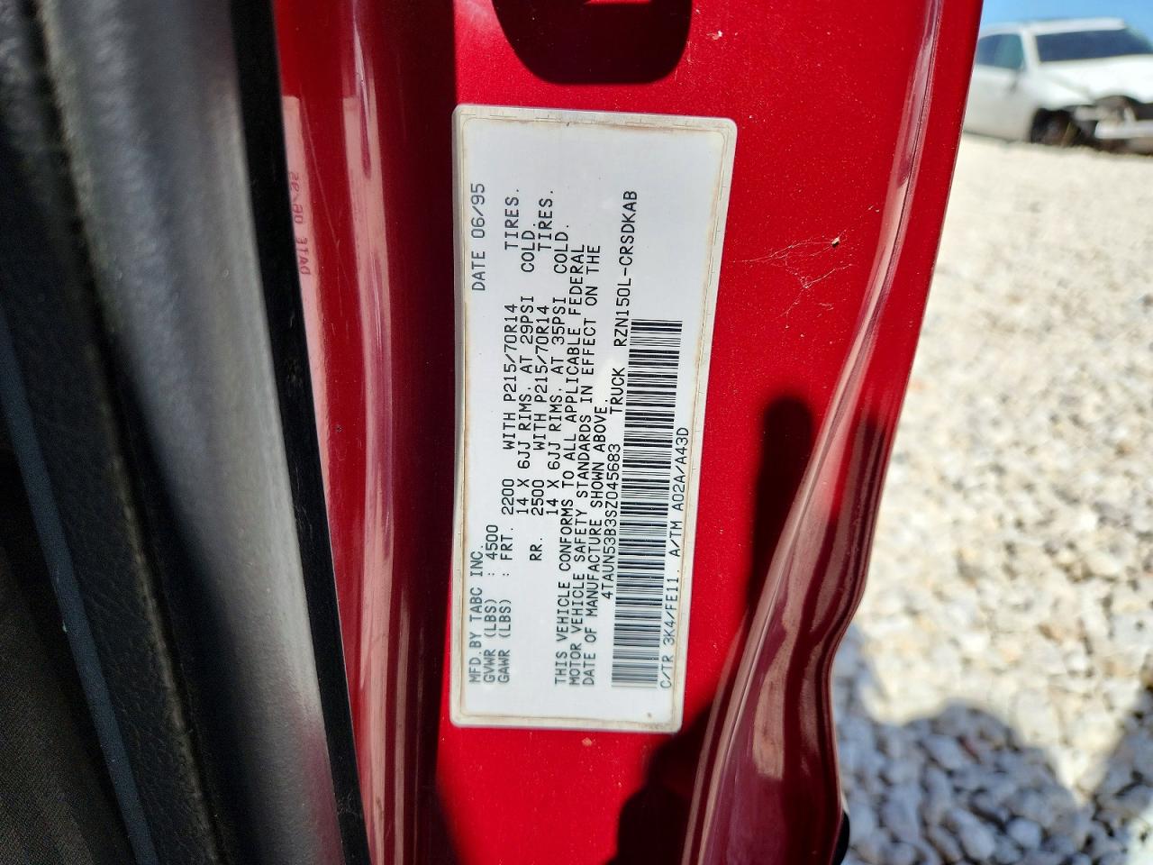 1995 Toyota Tacoma Xtracab Red vin: 4TAUN53B3SZ045683