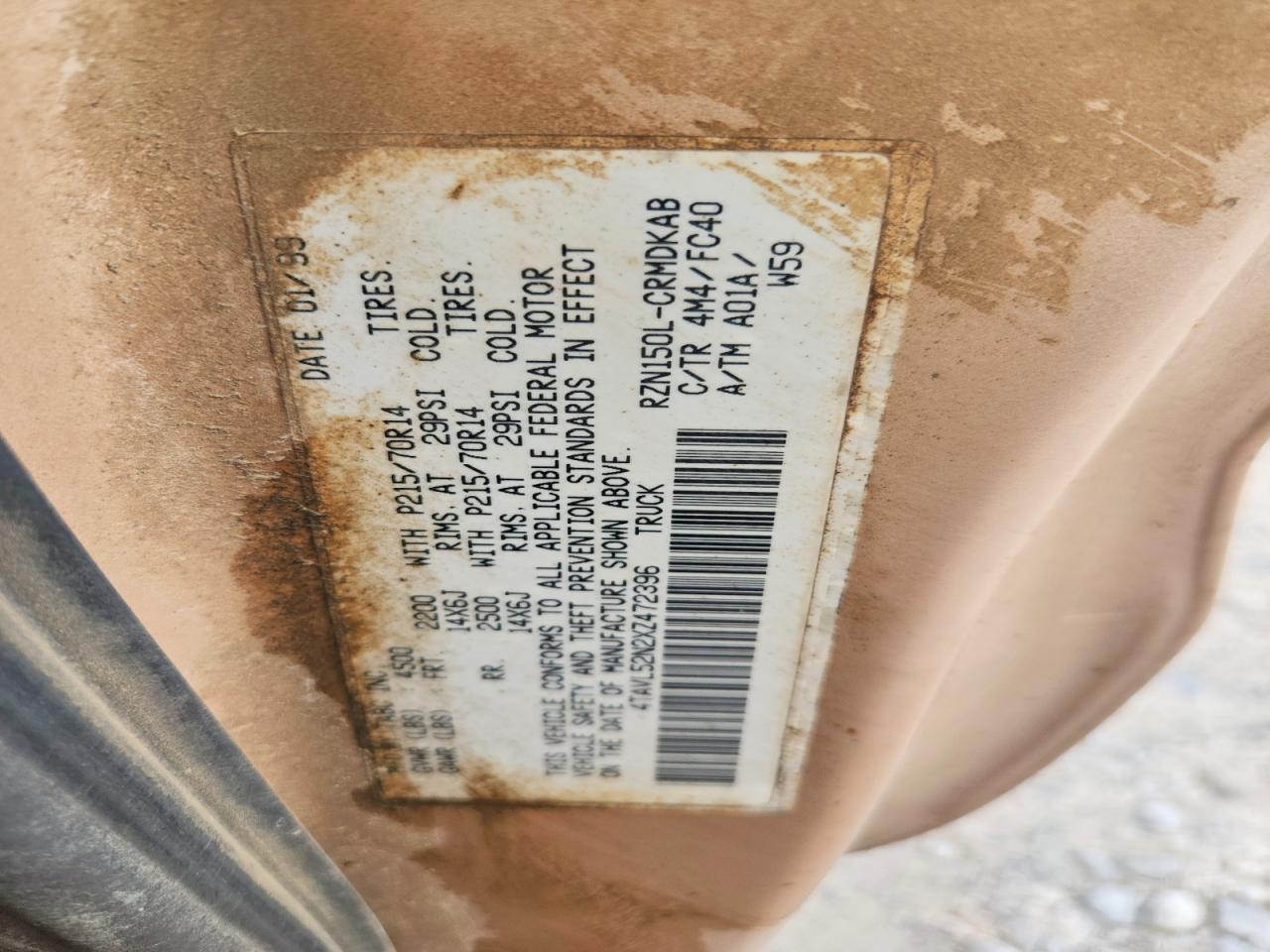 1999 Toyota Tacoma Xtracab Gold vin: 4TAVL52N2XZ472396