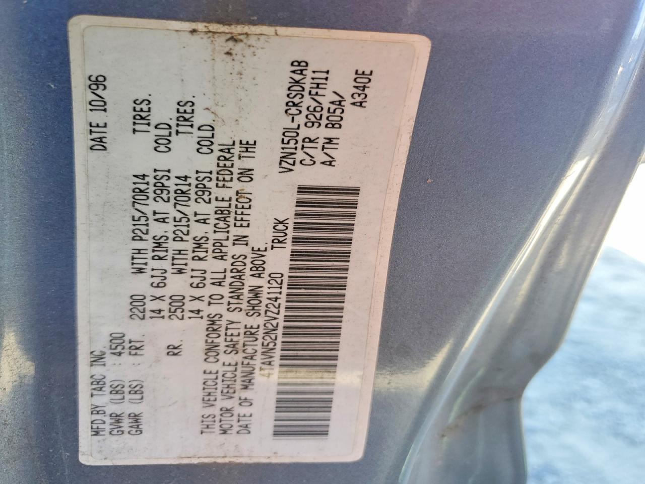 1997 Toyota Tacoma Xtracab Gray vin: 4TAVN52N2VZ241120