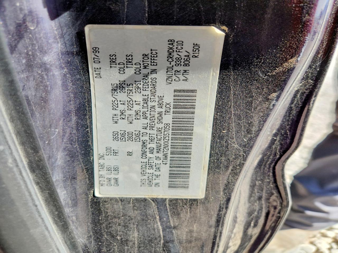 1999 Toyota Tacoma Xtracab Purple vin: 4TAWN72NXXZ557058