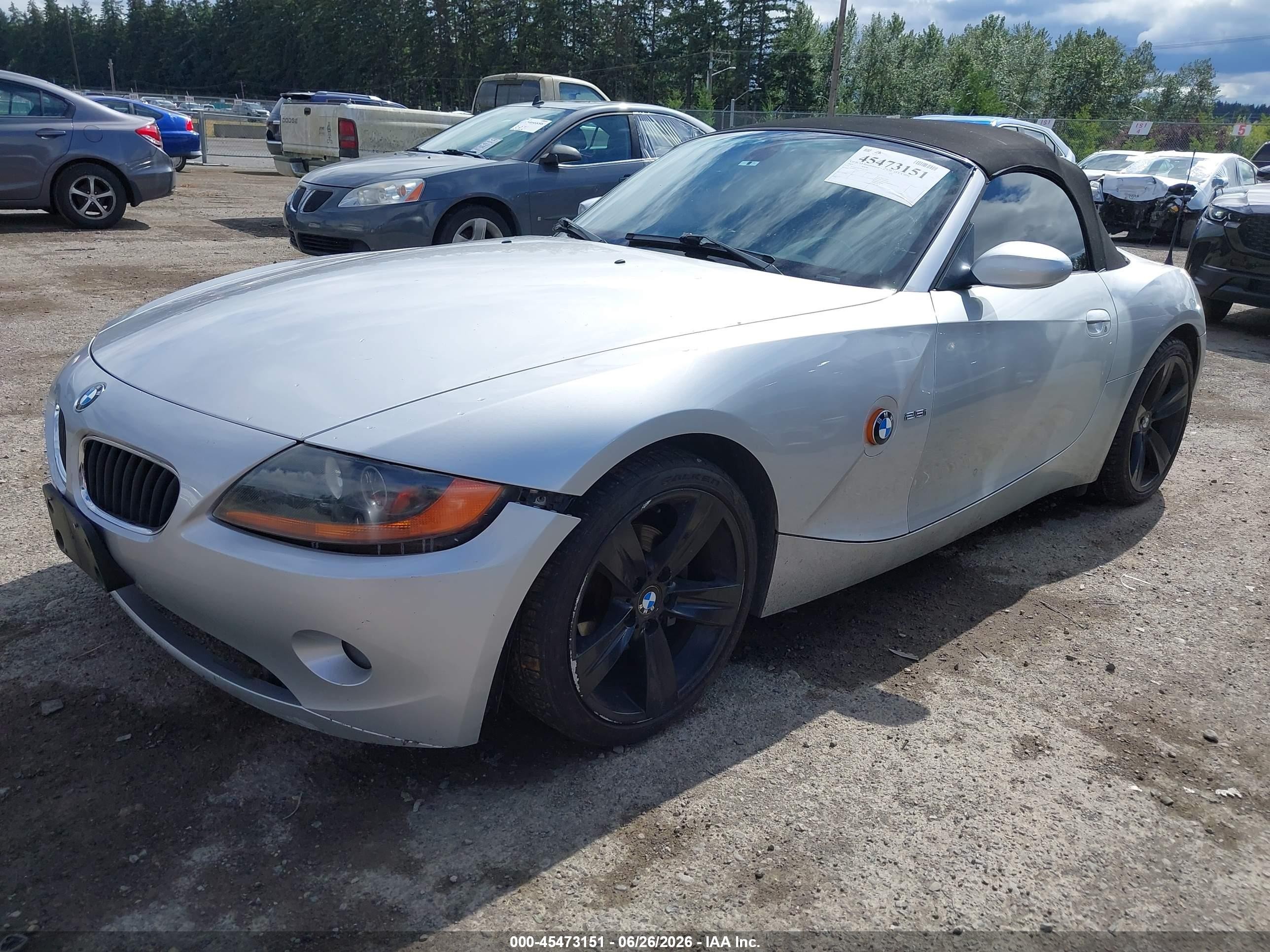 2003 Bmw Z4 2.5i Серебряный vin: 4USBT33453LS42280