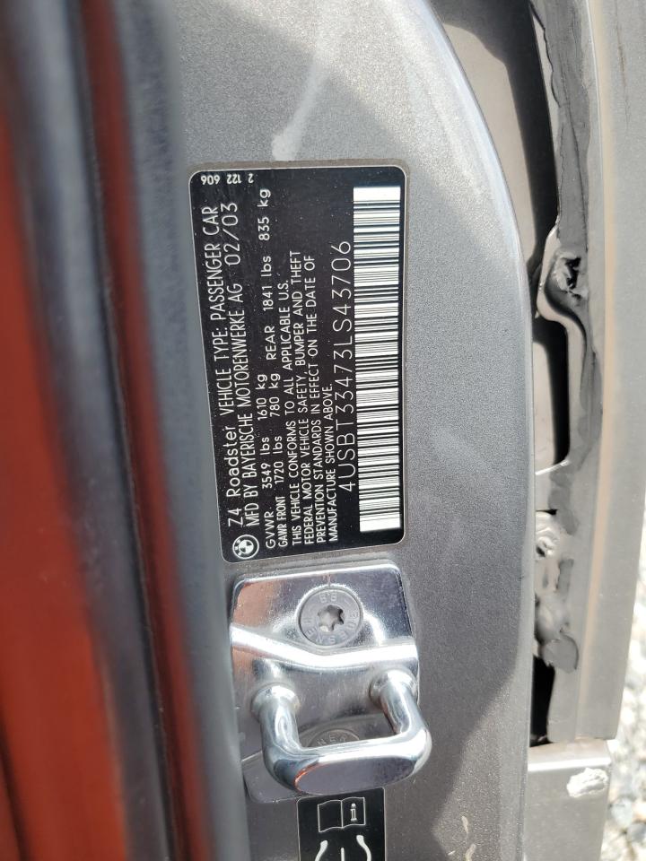 2003 Bmw Z4 2.5 Серебряный vin: 4USBT33473LS43706