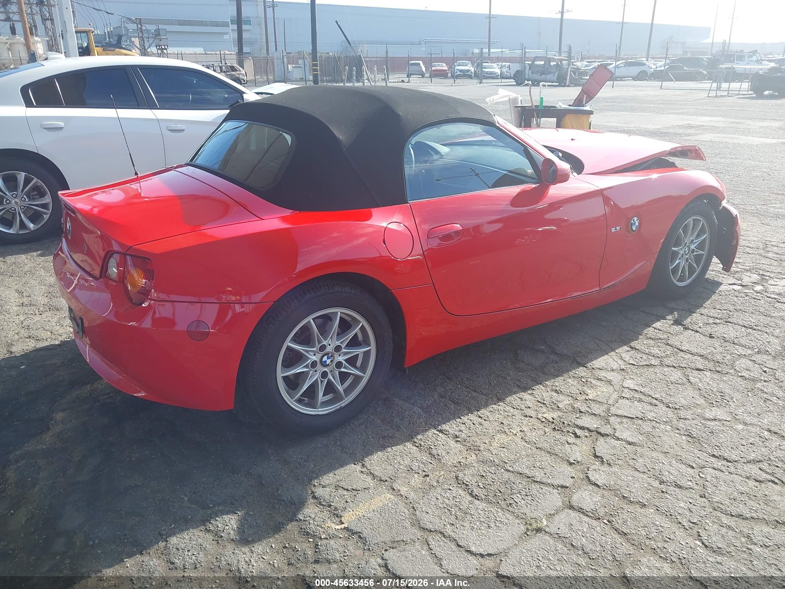 2004 Bmw Z4 2.5i Red vin: 4USBT33594LS50246