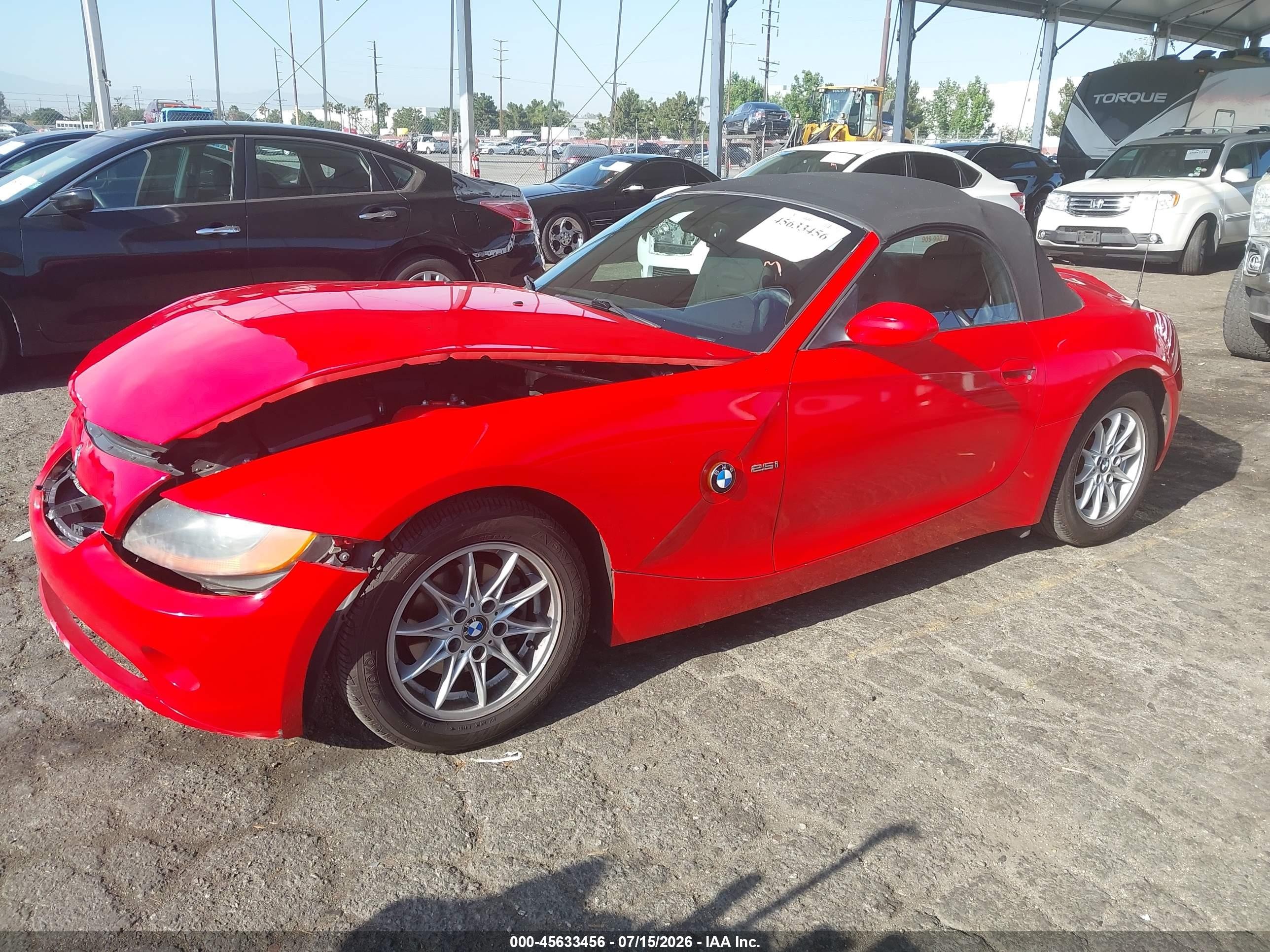 2004 Bmw Z4 2.5i Red vin: 4USBT33594LS50246