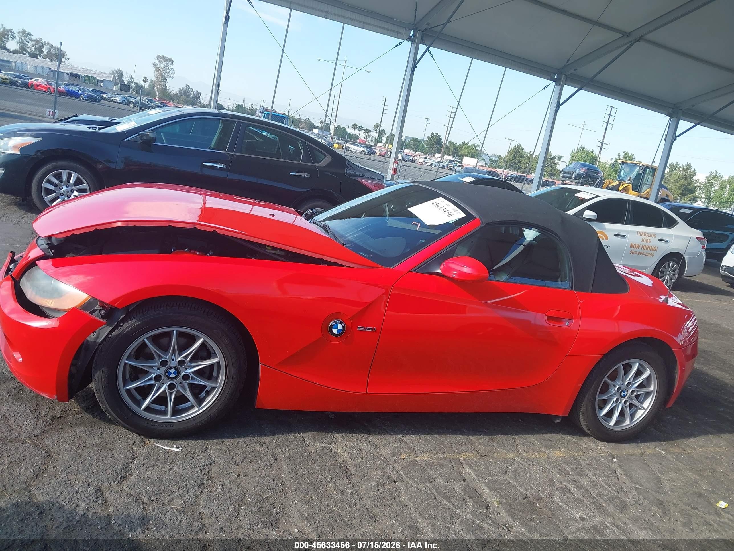 2004 Bmw Z4 2.5i Red vin: 4USBT33594LS50246