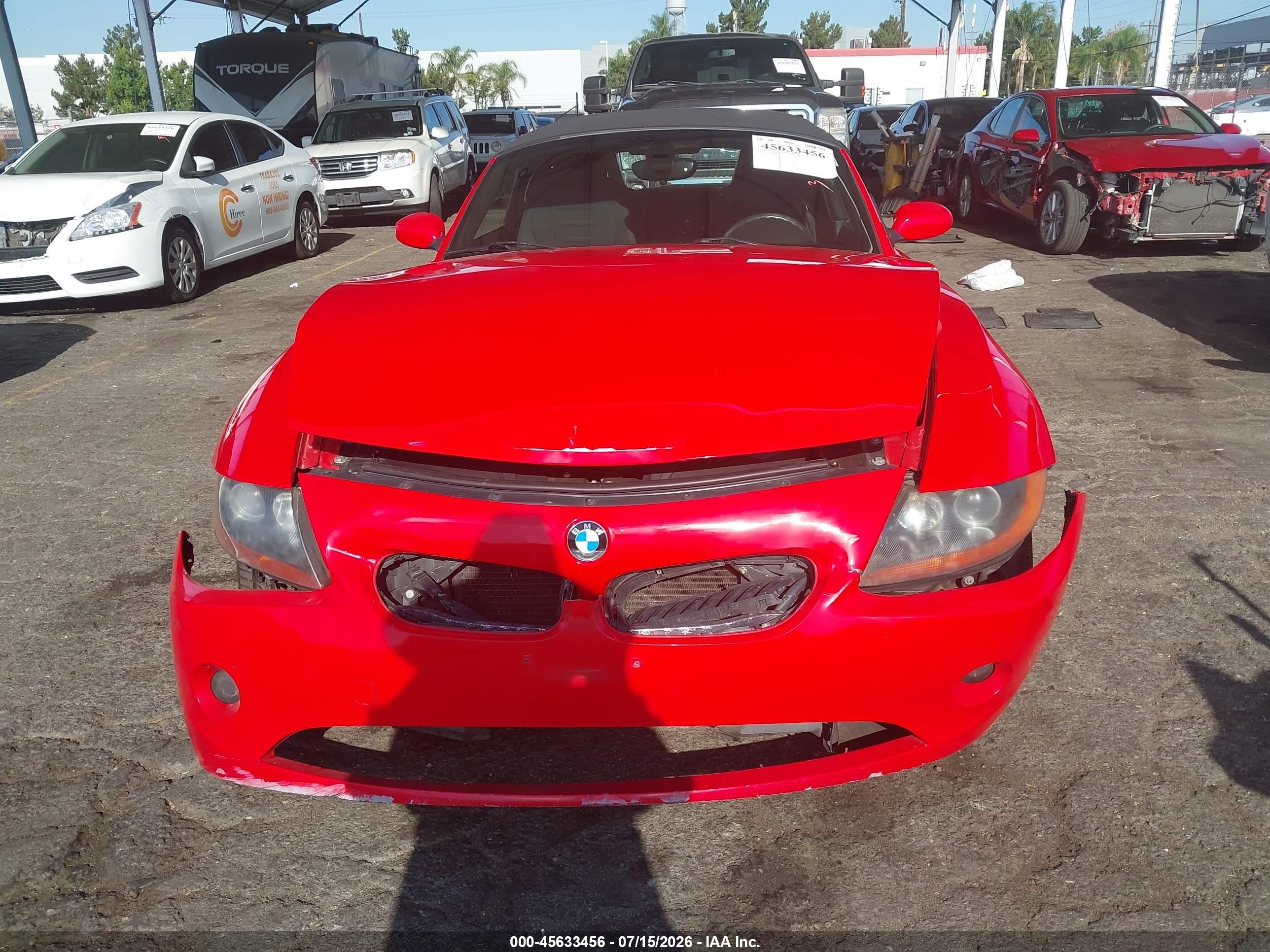 2004 Bmw Z4 2.5i Red vin: 4USBT33594LS50246
