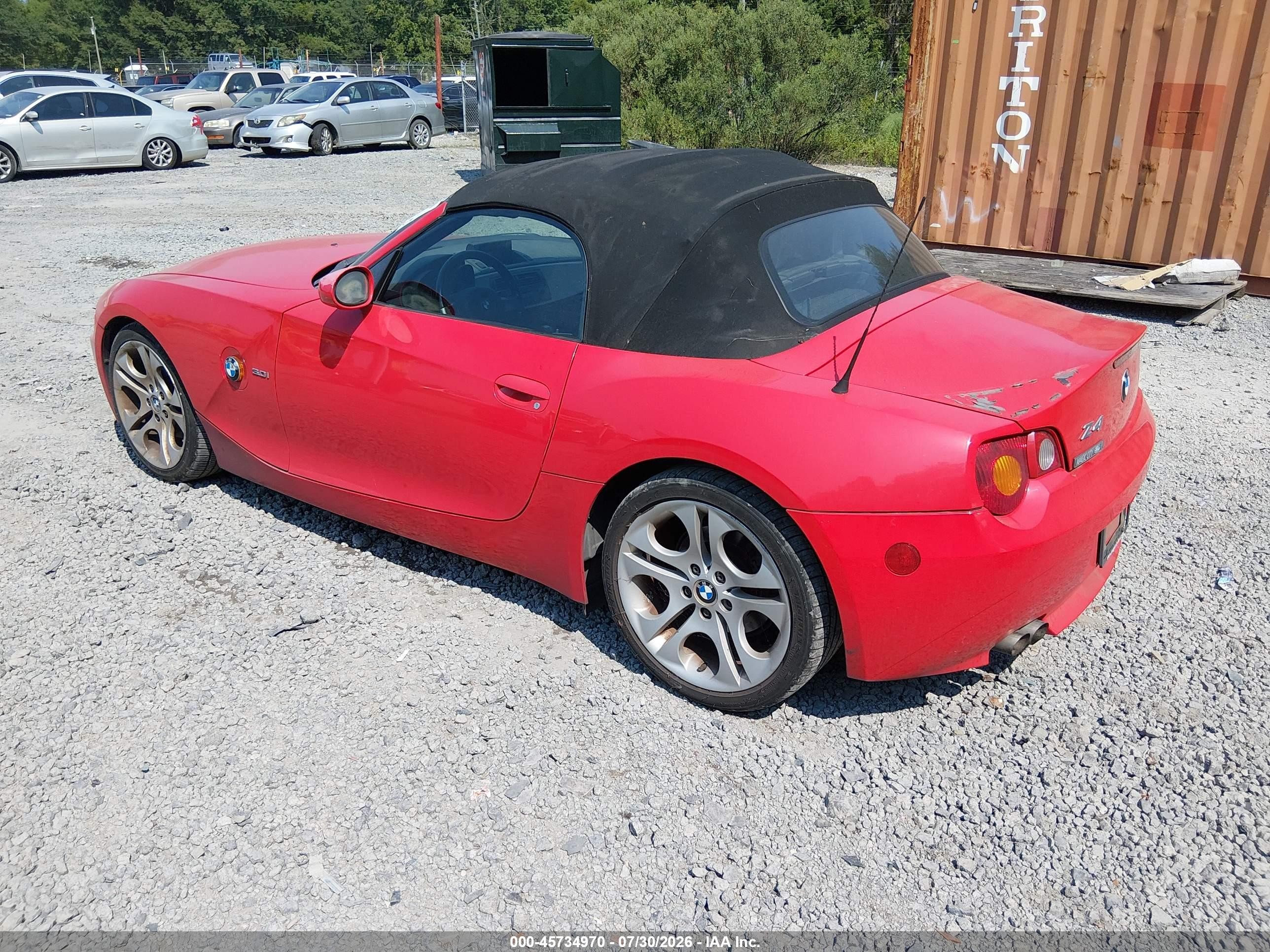 2003 Bmw Z4 3.0i Red vin: 4USBT53433LU05357