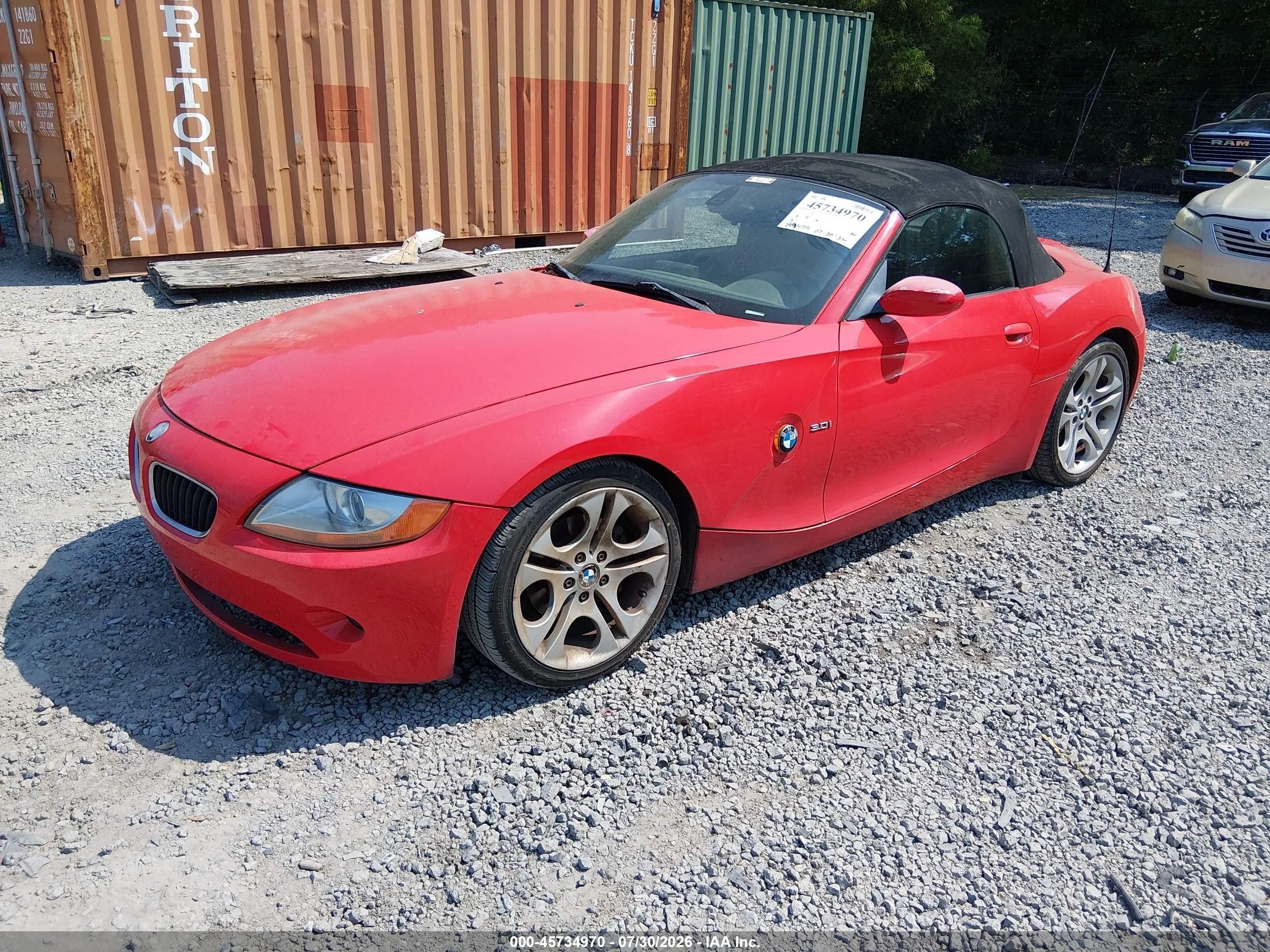 2003 Bmw Z4 3.0i Red vin: 4USBT53433LU05357