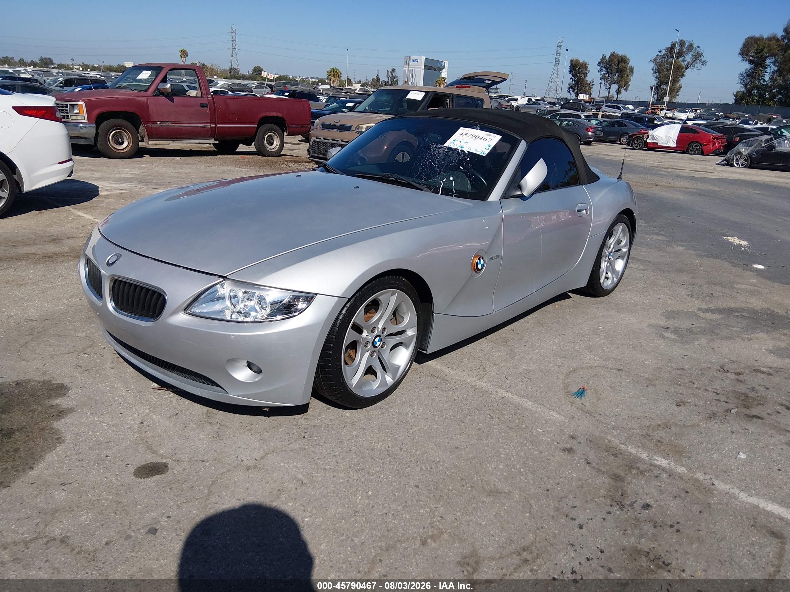 2003 Bmw Z4 3.0i Silver vin: 4USBT53443LU03603