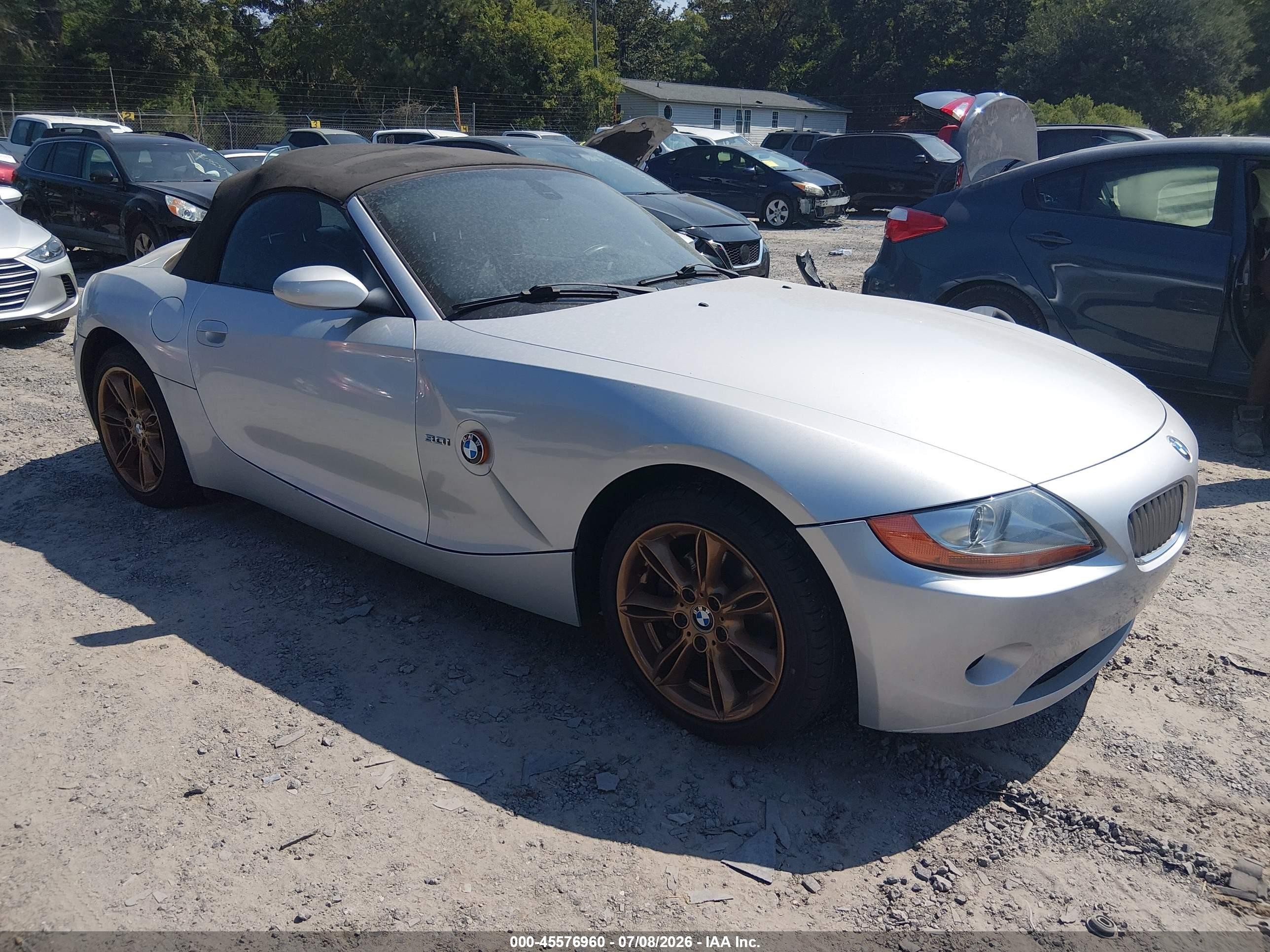 2003 Bmw Z4 3.0i Silver vin: 4USBT53453LU05537