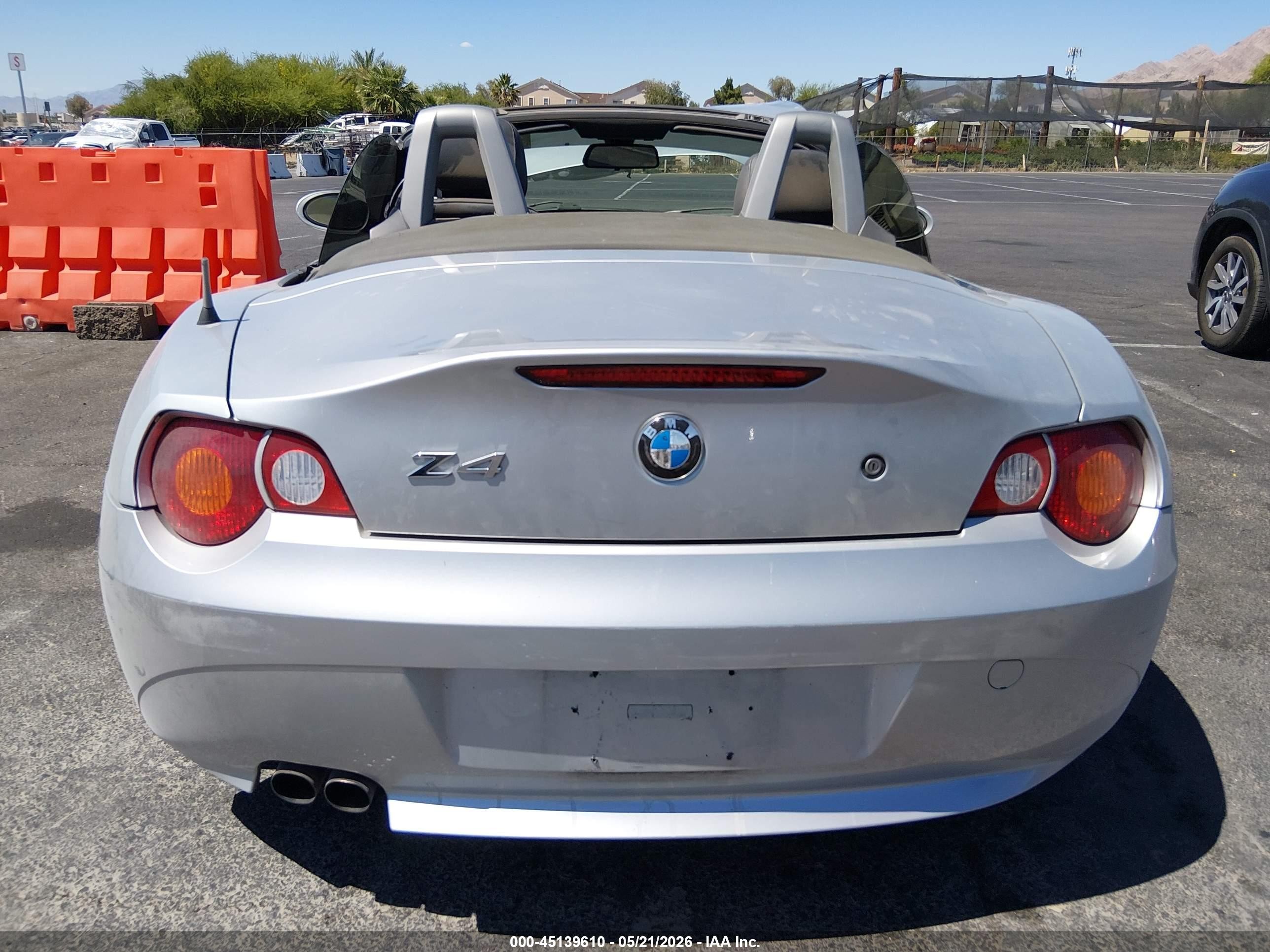 2003 Bmw Z4 3.0i Серебряный vin: 4USBT53483LU01224