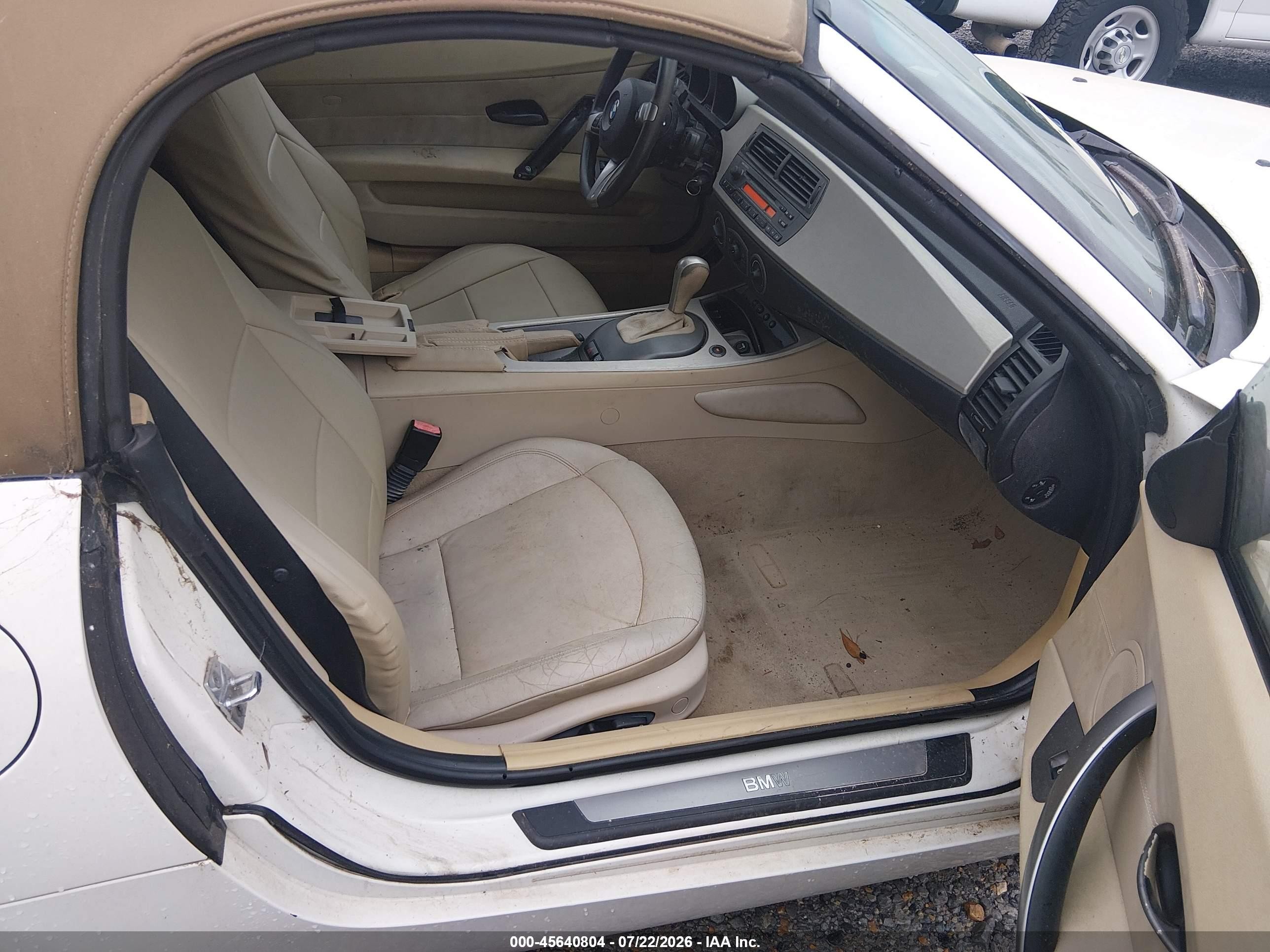 2004 Bmw Z4 3.0i Белый vin: 4USBT53544LU06639
