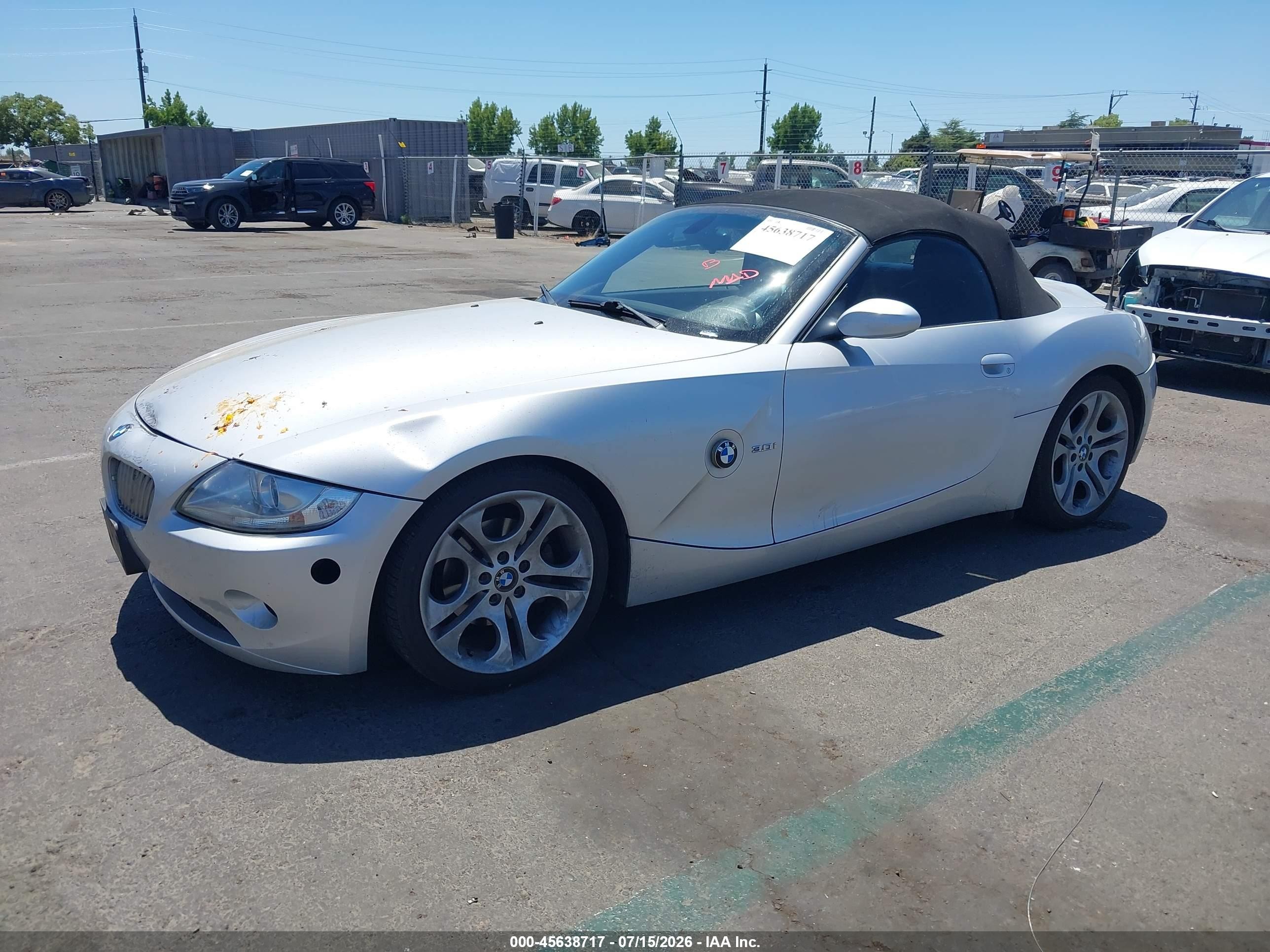 2005 Bmw Z4 3.0i Silver vin: 4USBT53565LU11701
