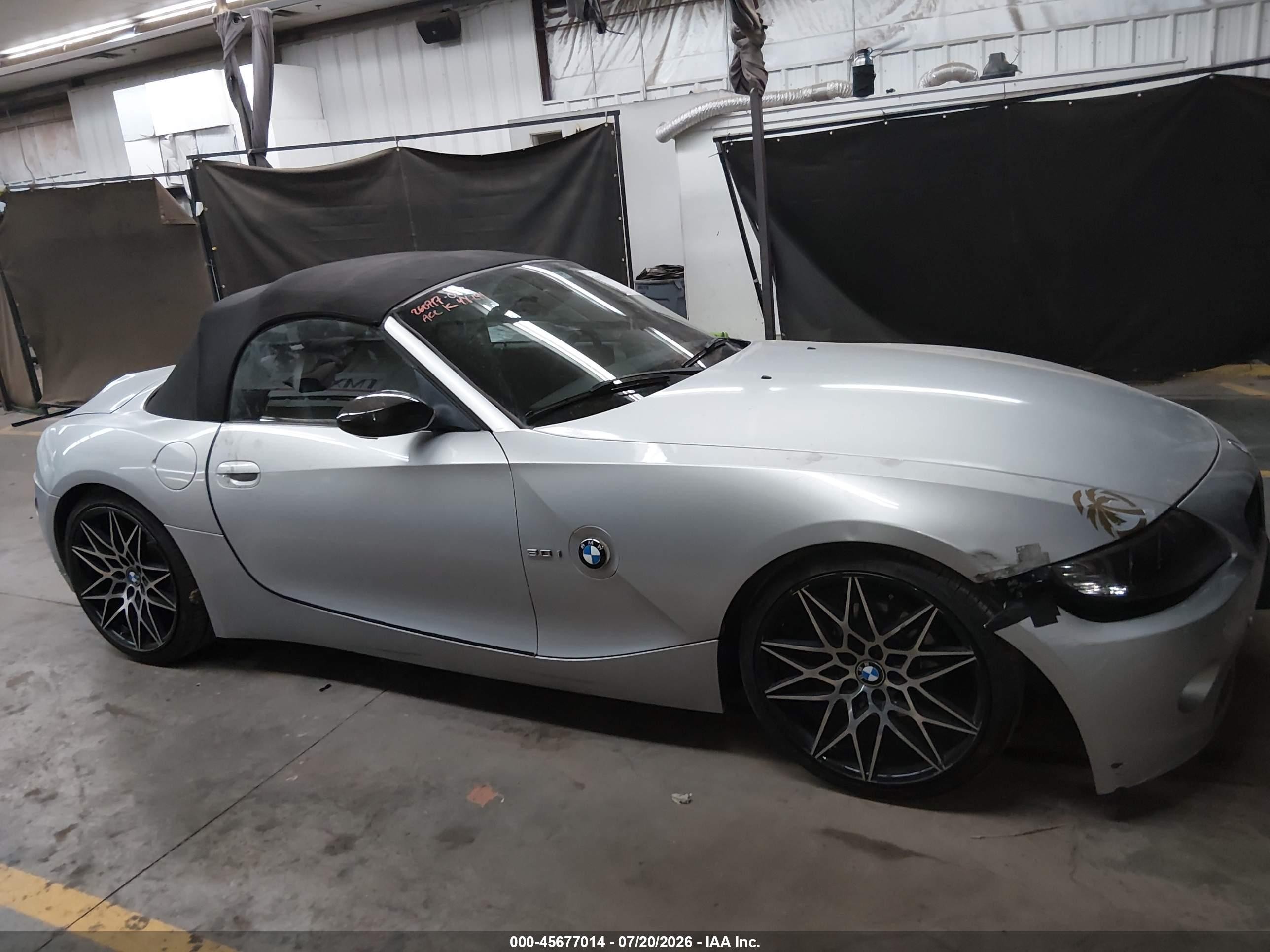2004 Bmw Z4 3.0i Silver vin: 4USBT53584LT25076