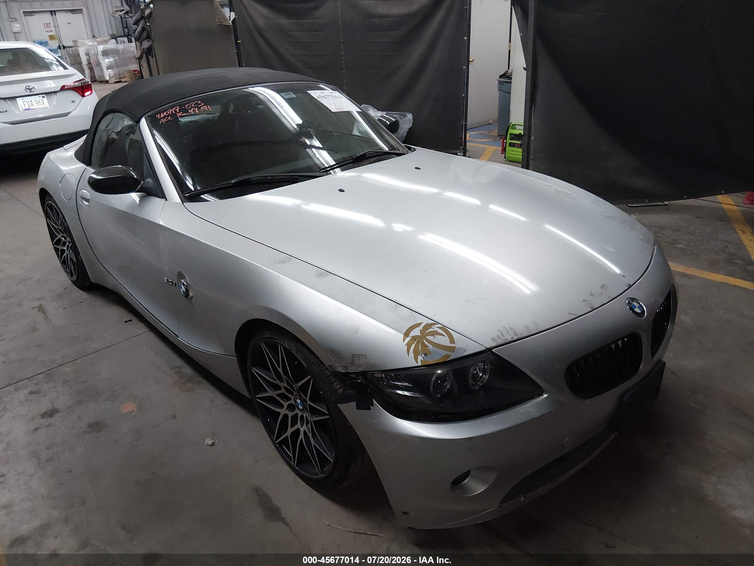 2004 Bmw Z4 3.0i Silver vin: 4USBT53584LT25076