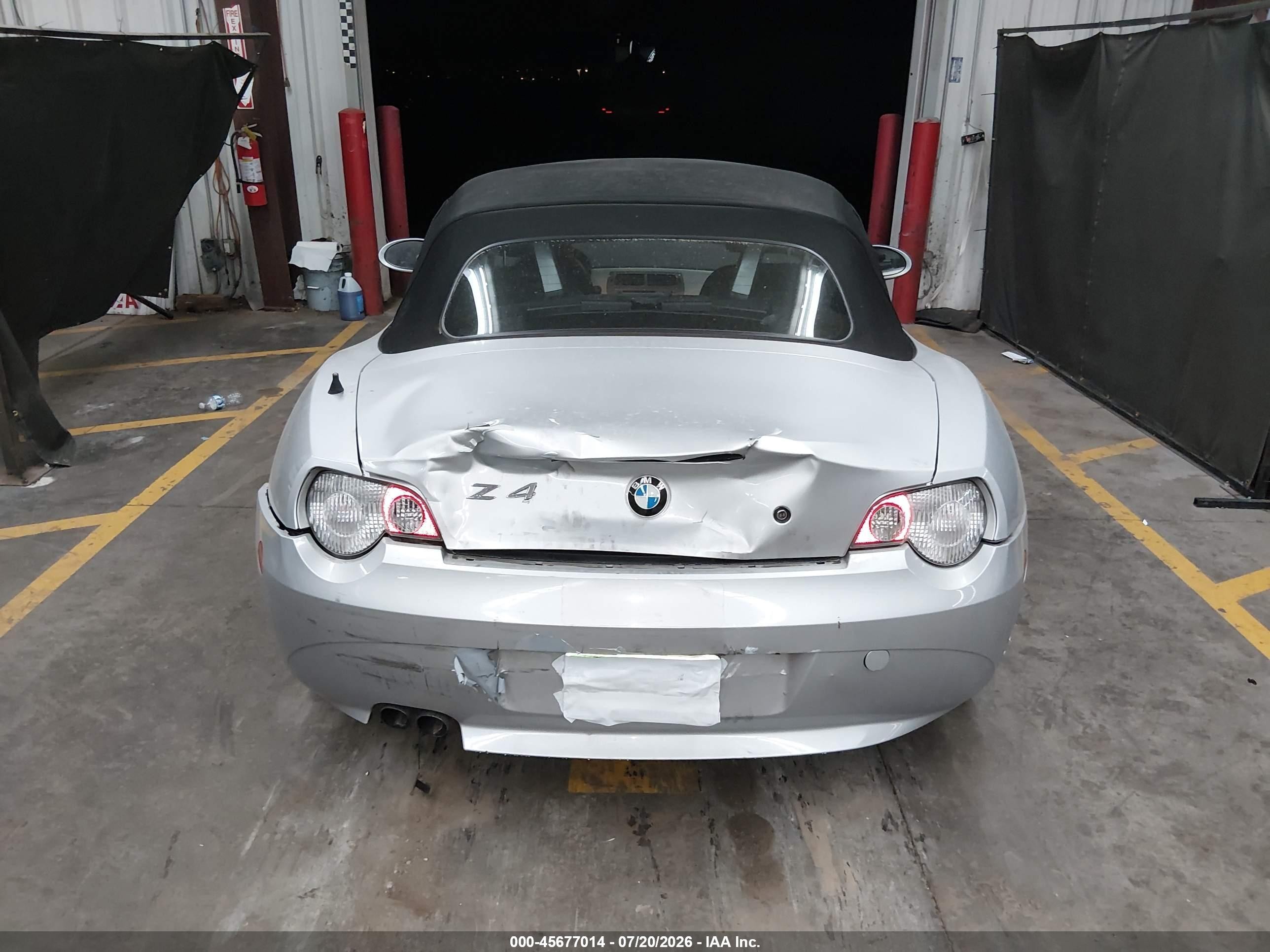2004 Bmw Z4 3.0i Silver vin: 4USBT53584LT25076