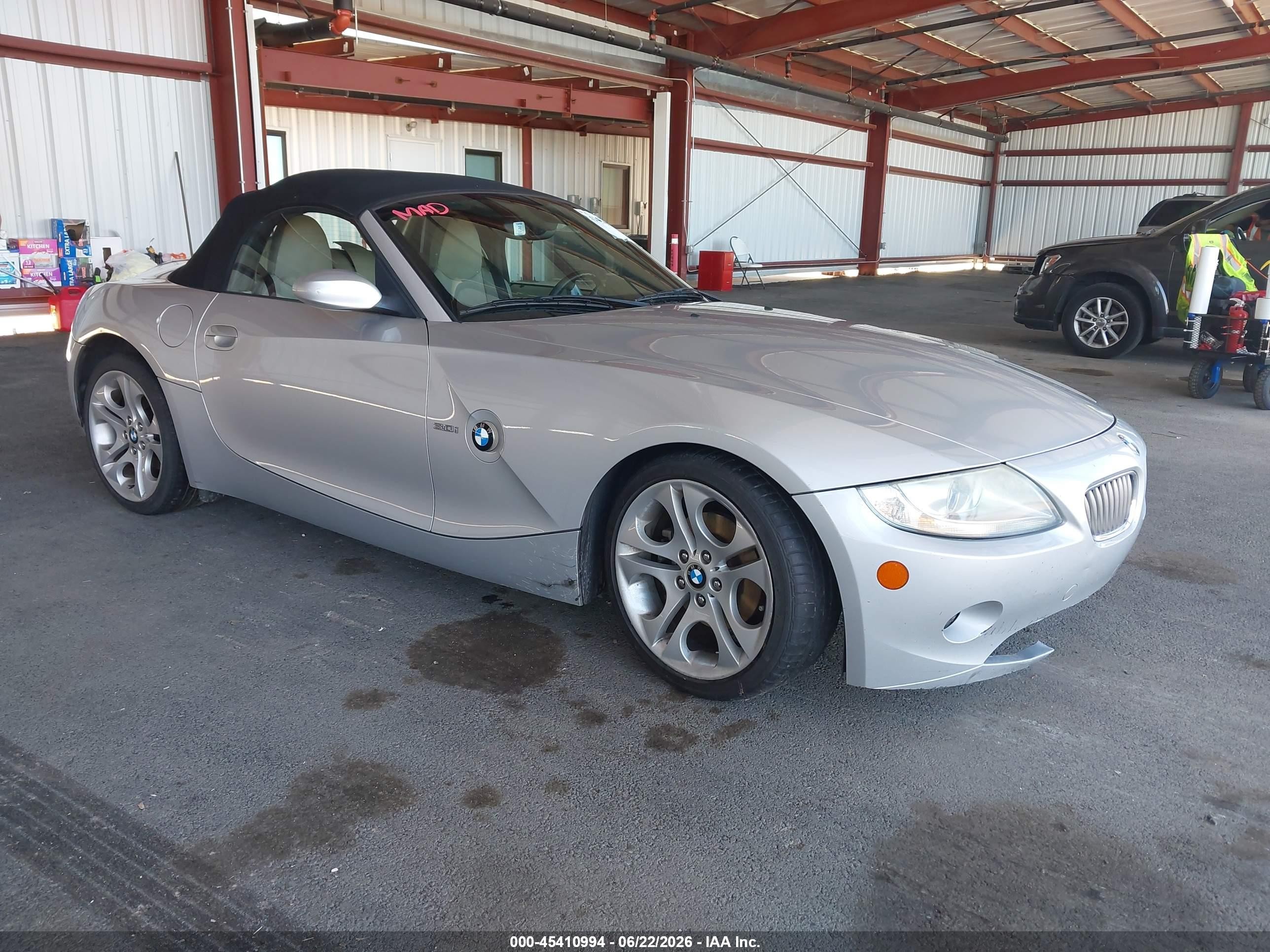 2005 Bmw Z4 3.0i Silver vin: 4USBT535X5LU10163