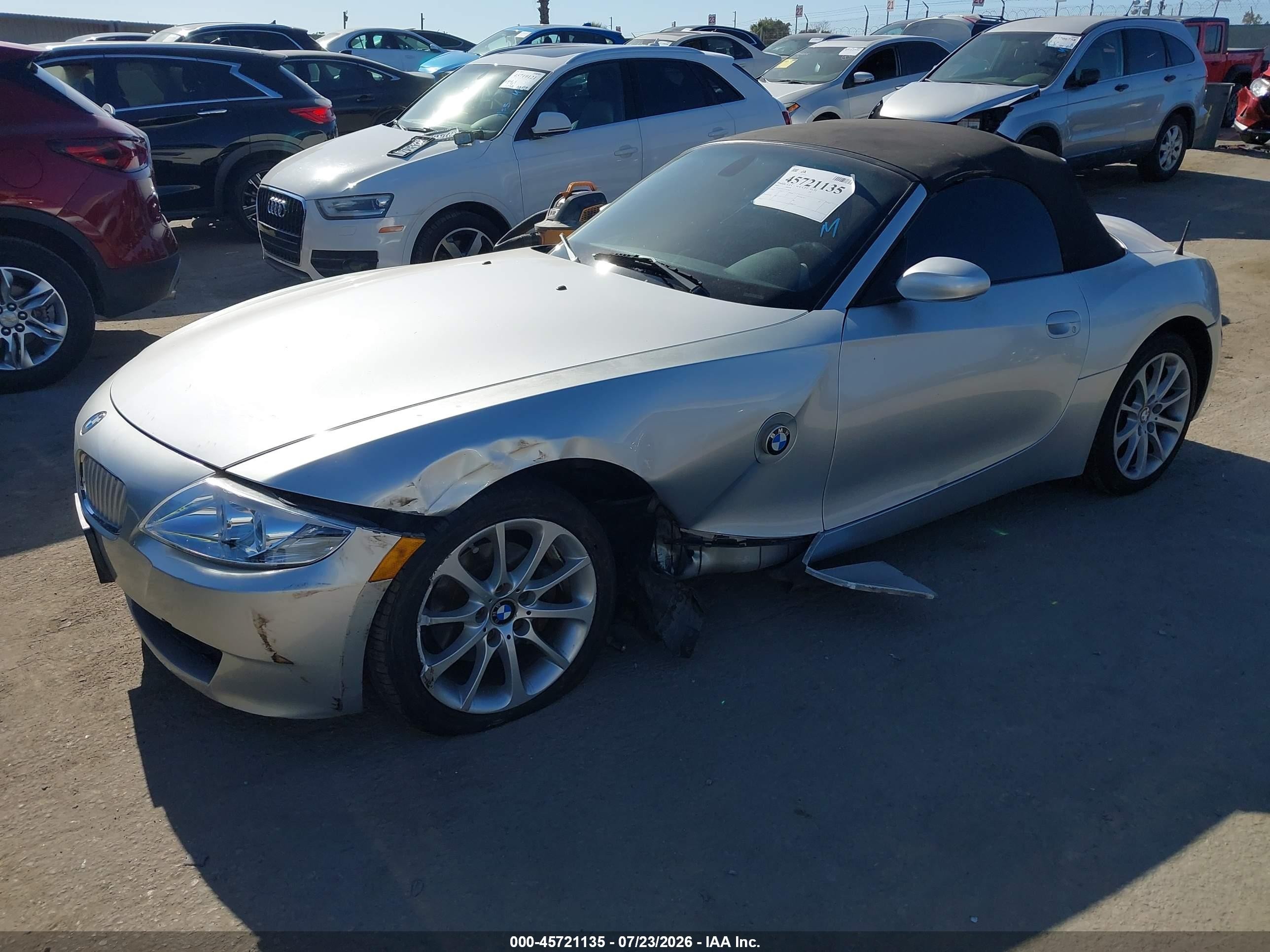 2007 Bmw Z4 3.0i Silver vin: 4USBU33517LW70617