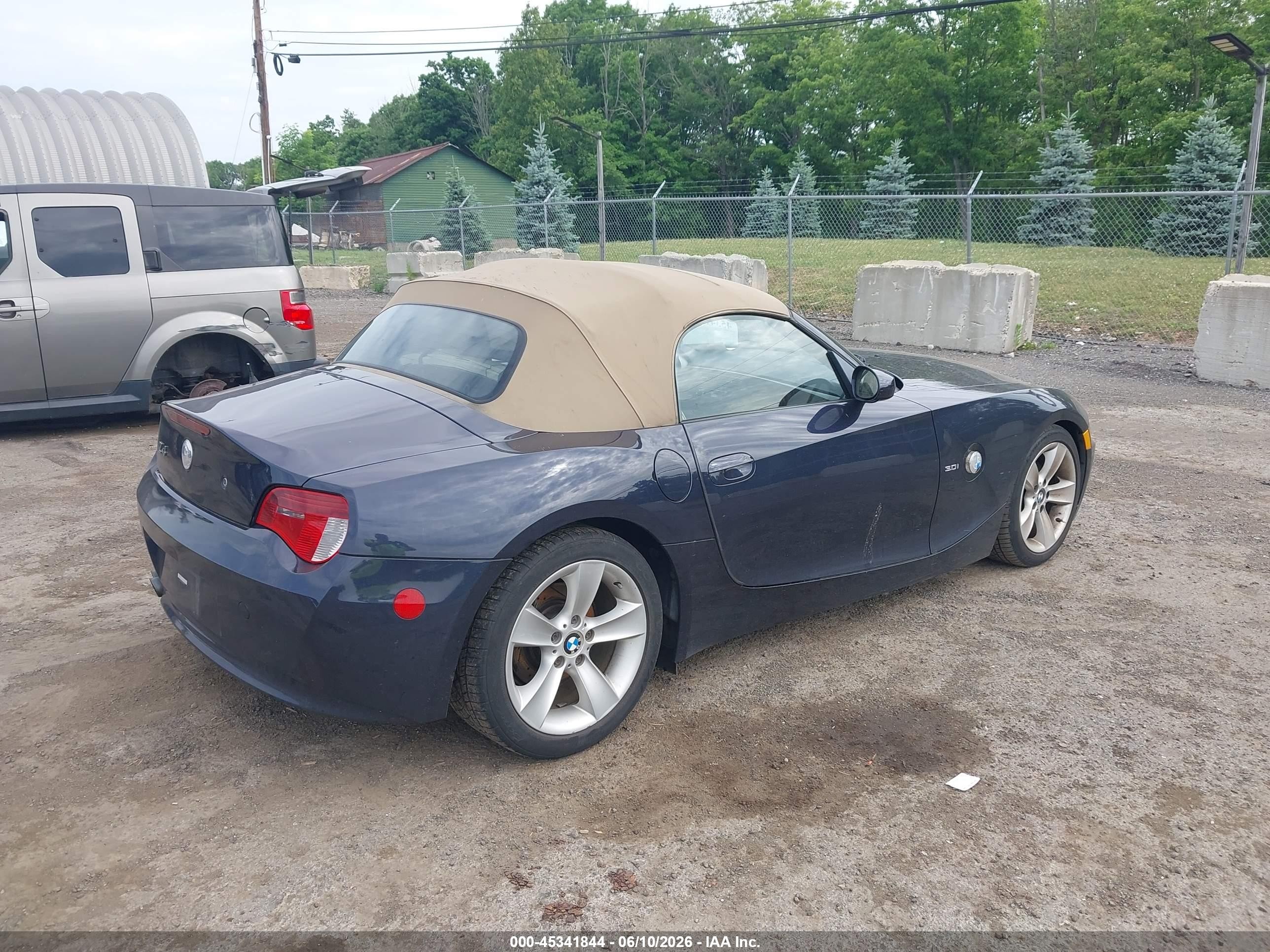 2006 Bmw Z4 3.0i Blue vin: 4USBU33566LW69073