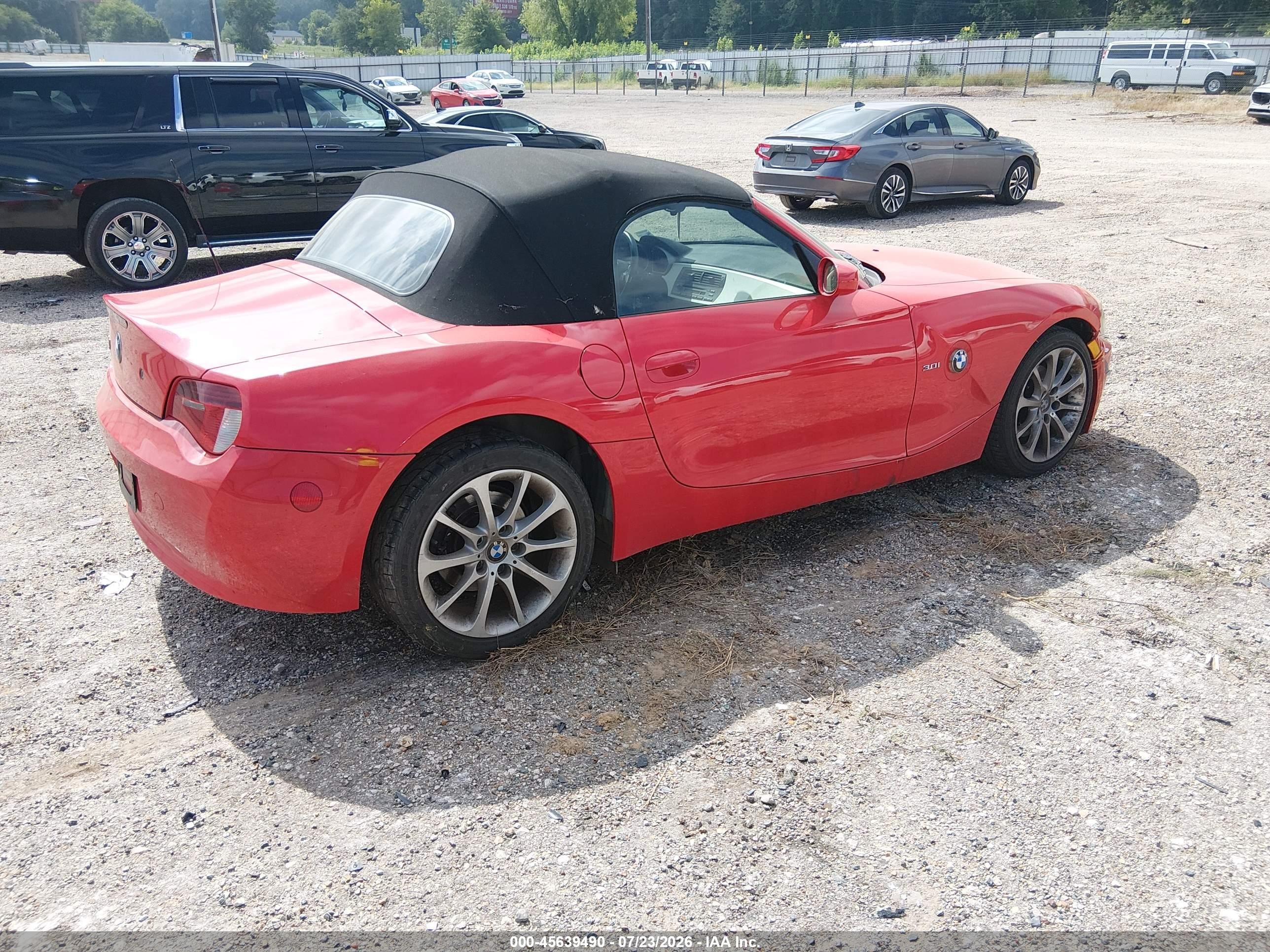 2006 Bmw Z4 3.0i Red vin: 4USBU335X6LW67410
