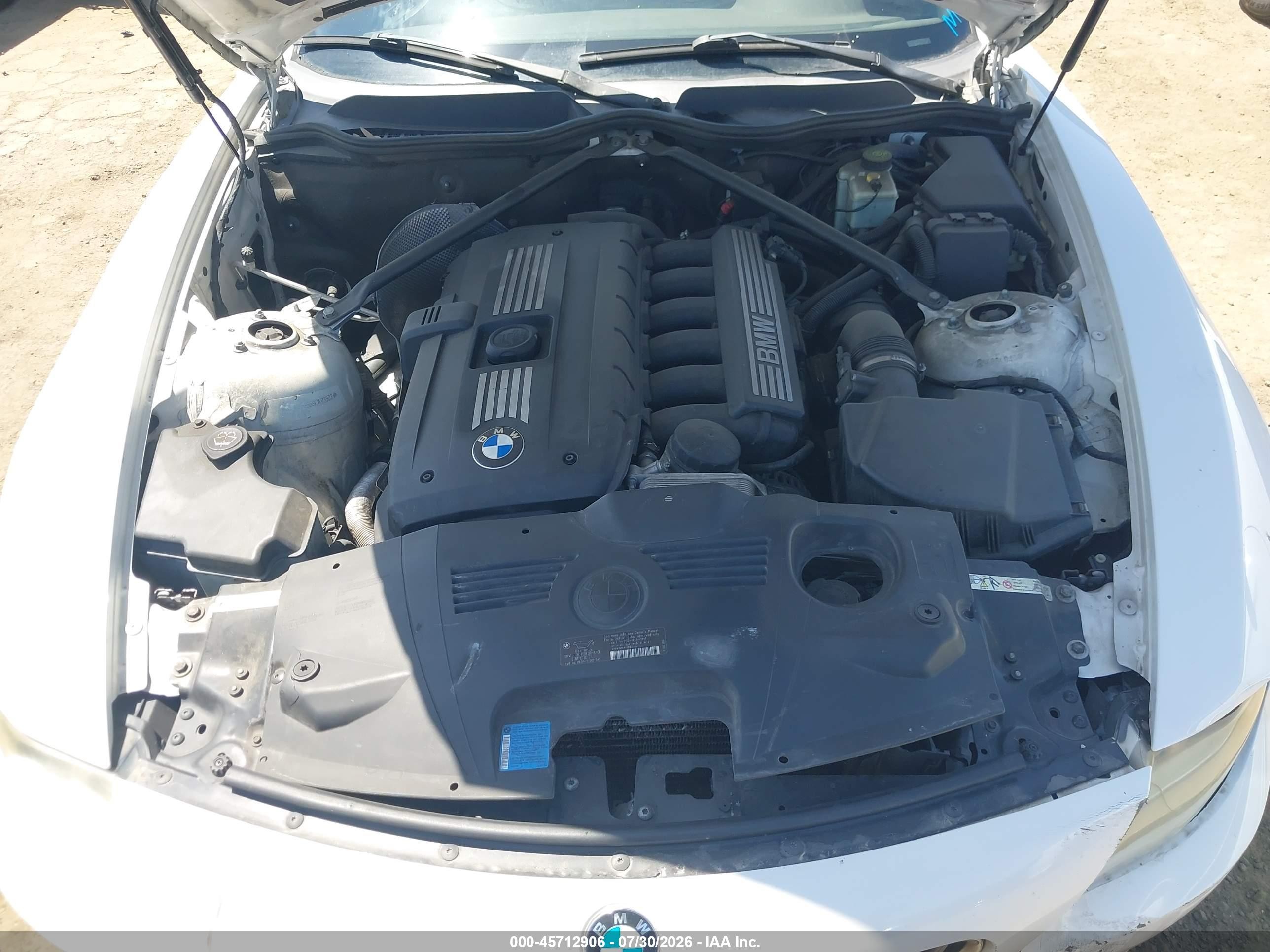 2008 Bmw Z4 3.0si White vin: 4USBU53568LW93503