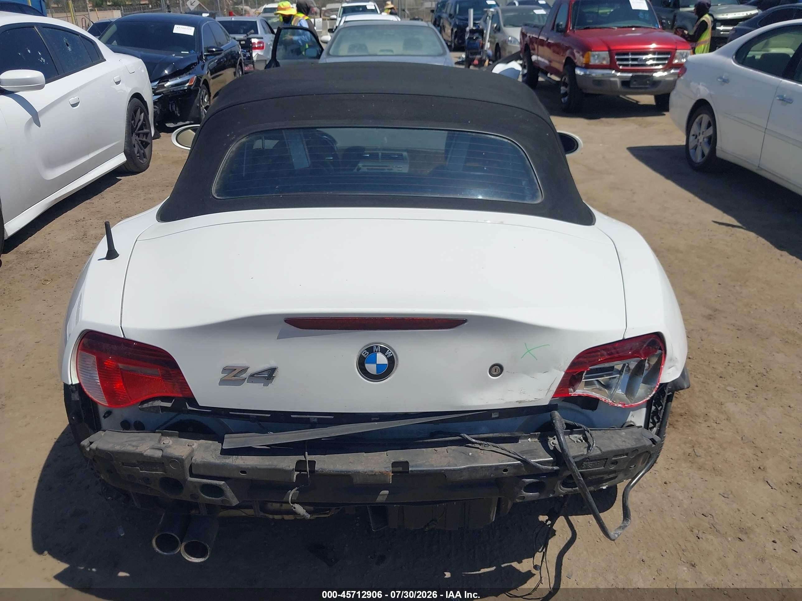 2008 Bmw Z4 3.0si White vin: 4USBU53568LW93503