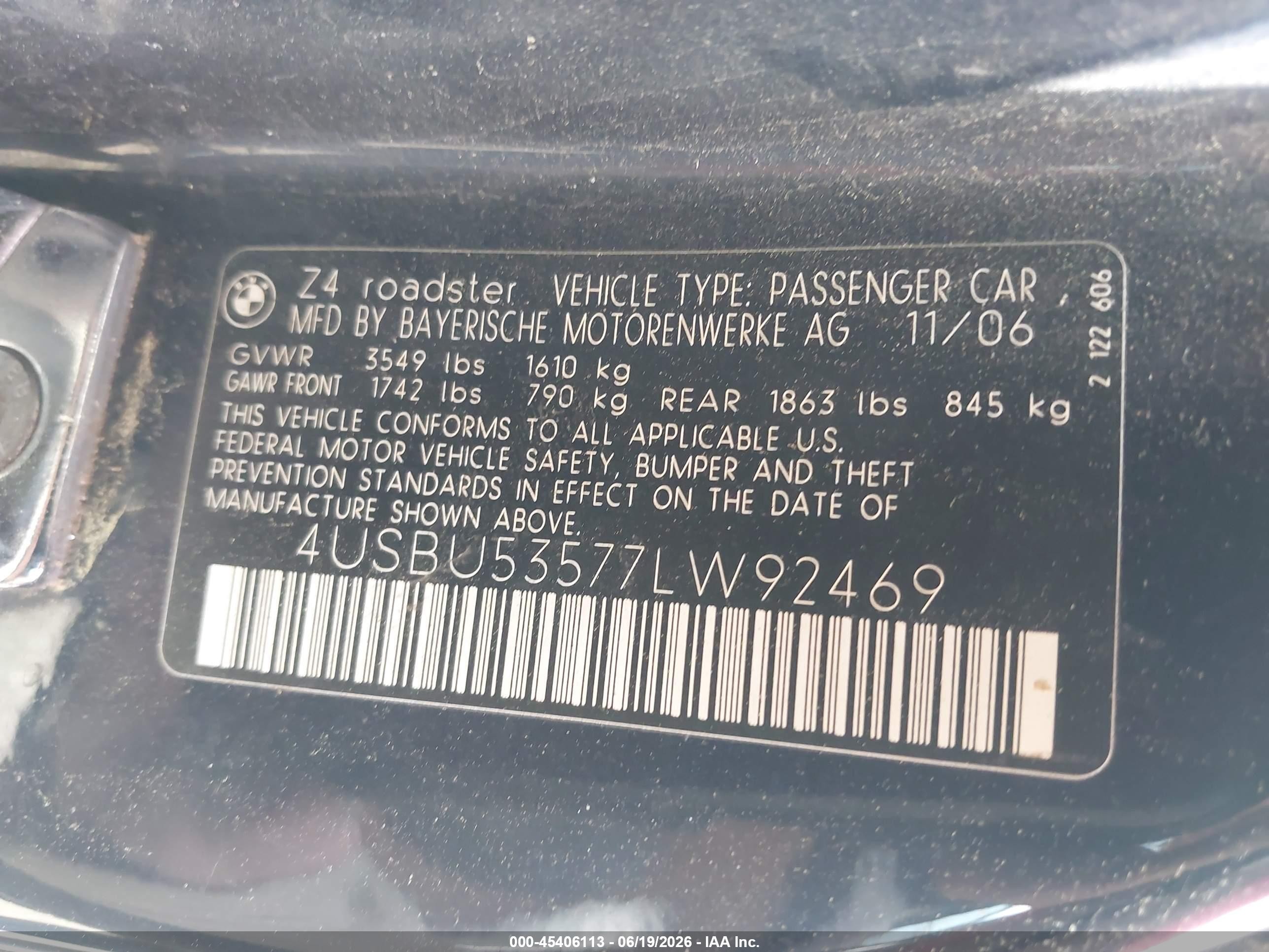 2007 Bmw Z4 3.0si Navy vin: 4USBU53577LW92469