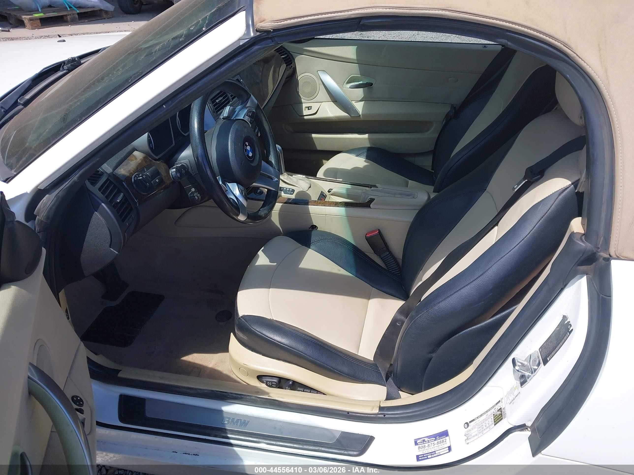 2008 Bmw Z4 3.0si White vin: 4USBU53598LX04526