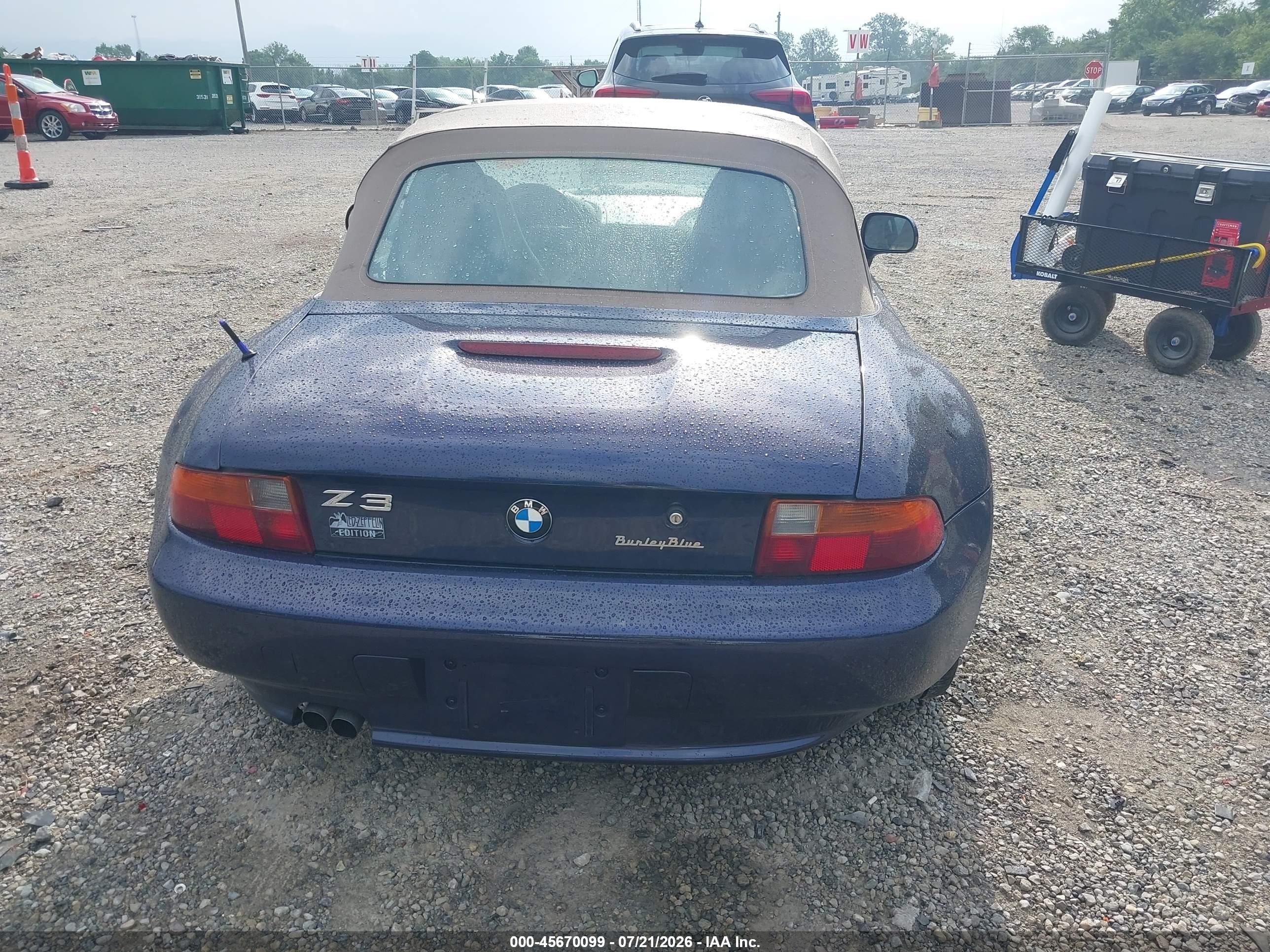 1998 Bmw Z3 2.8 Blue vin: 4USCJ333XWLG20702