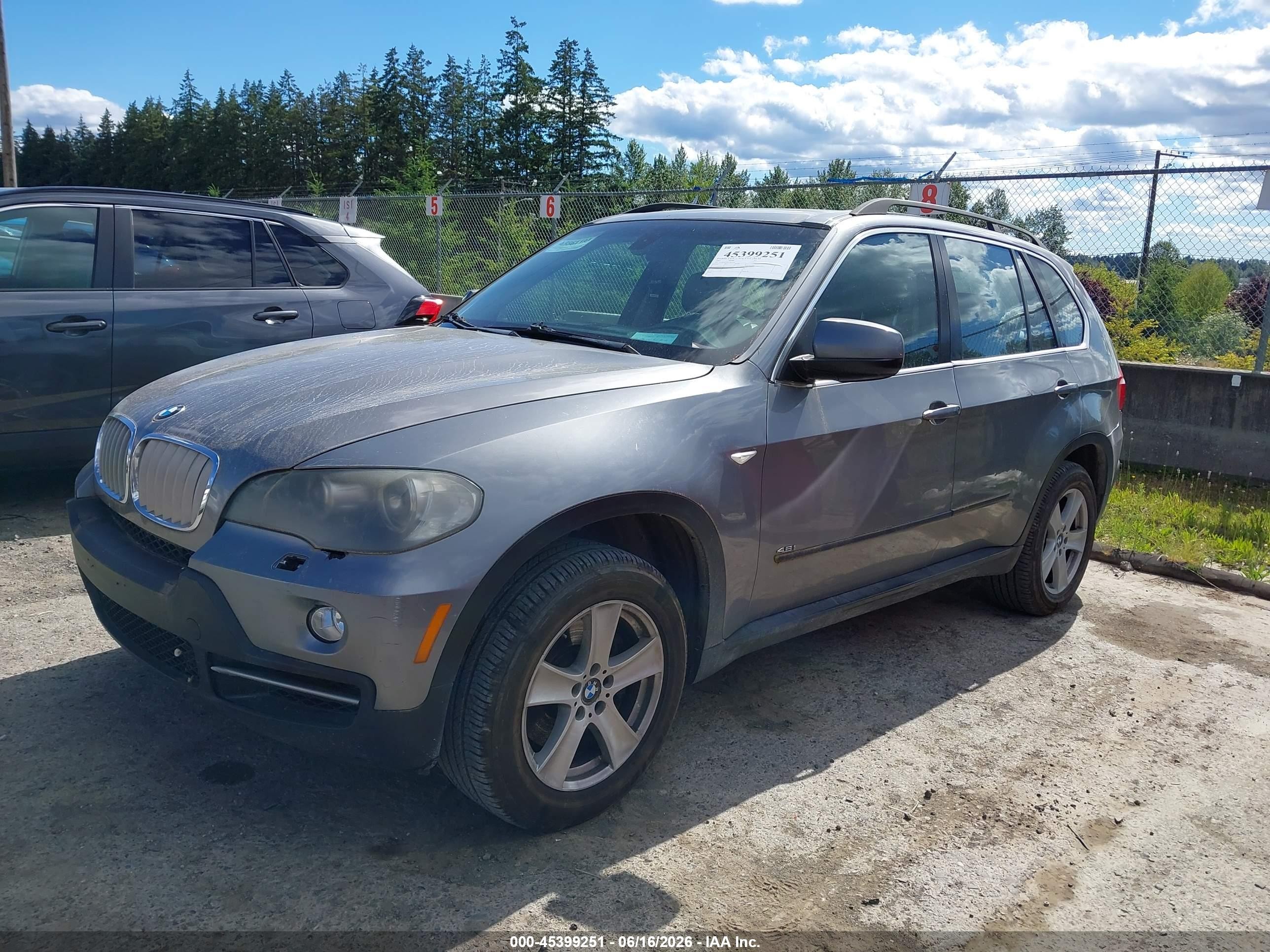 2007 Bmw X5 4.8i Silver vin: 4USFE83597LY65568