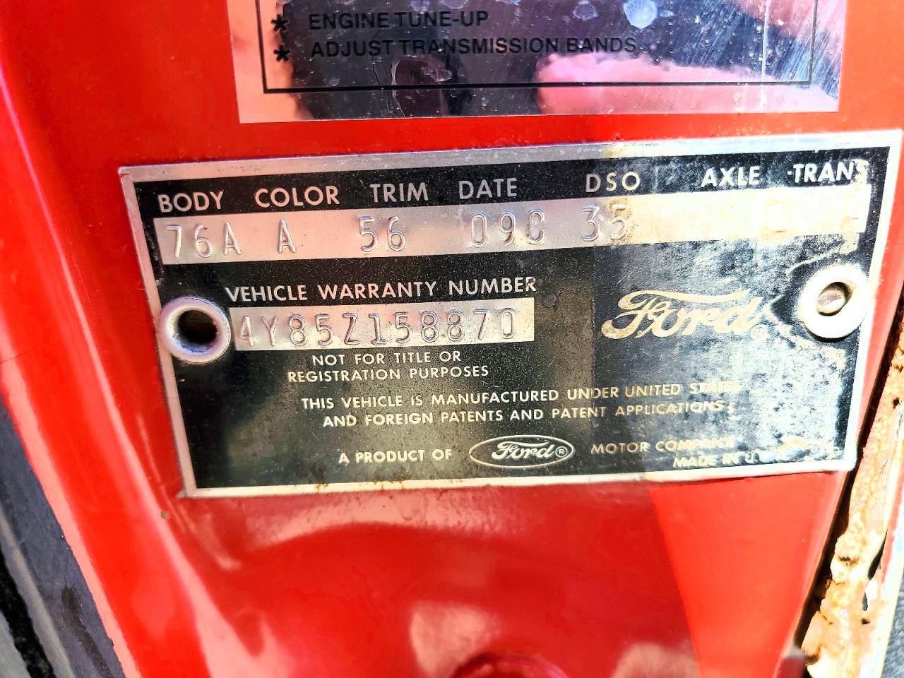 1964 Ford Thunderbir Red vin: 4Y85Z158870