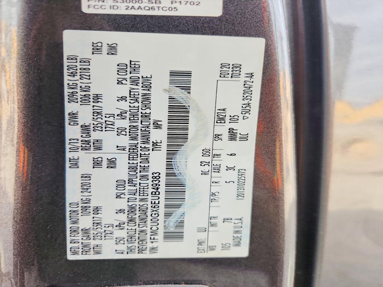 2014 Ford Escape Se Gray vin: 1FMCU0GX6EUB49383